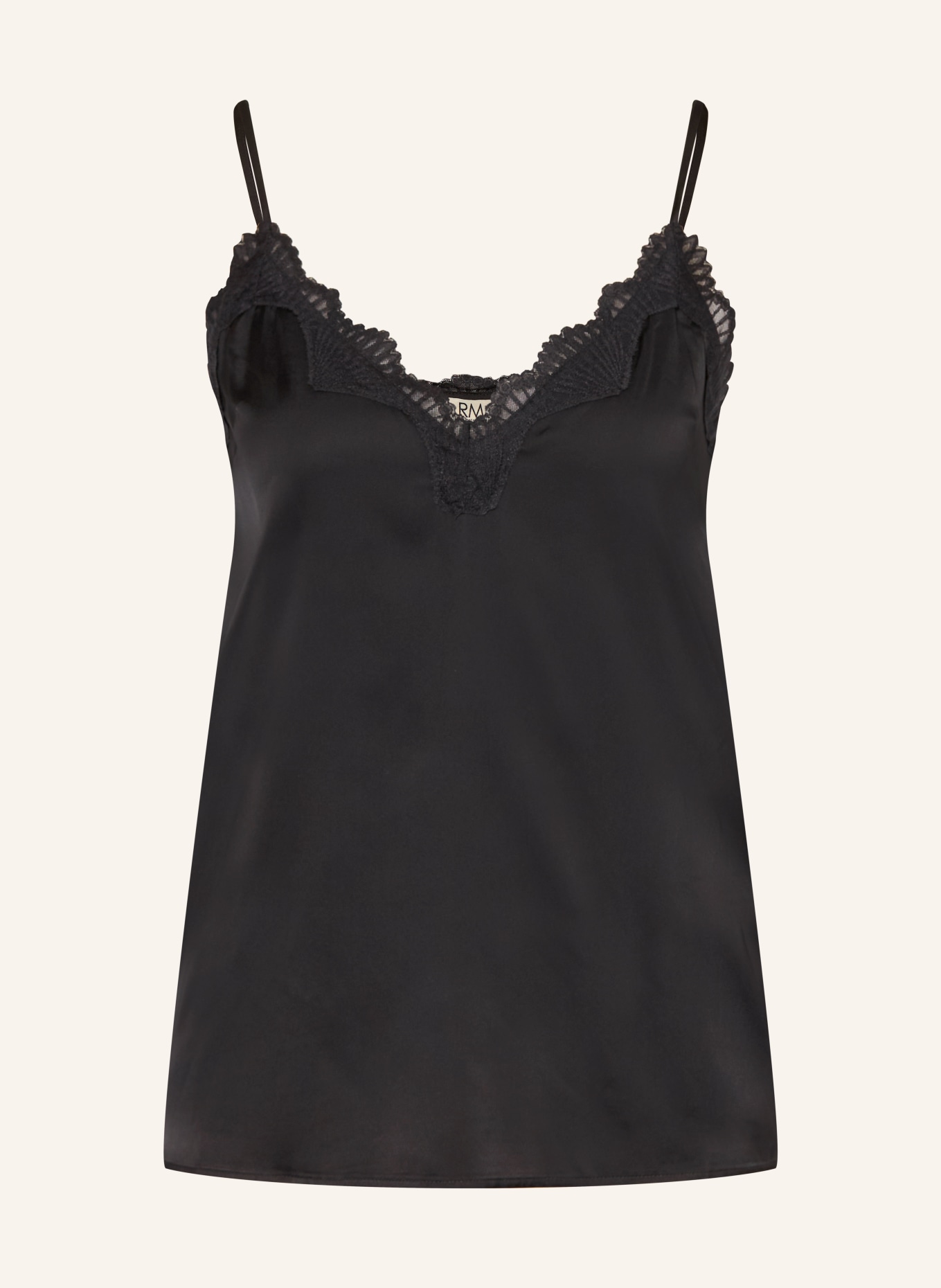 rosemunde Top en satin PENELOPE avec dentelle: NOIR