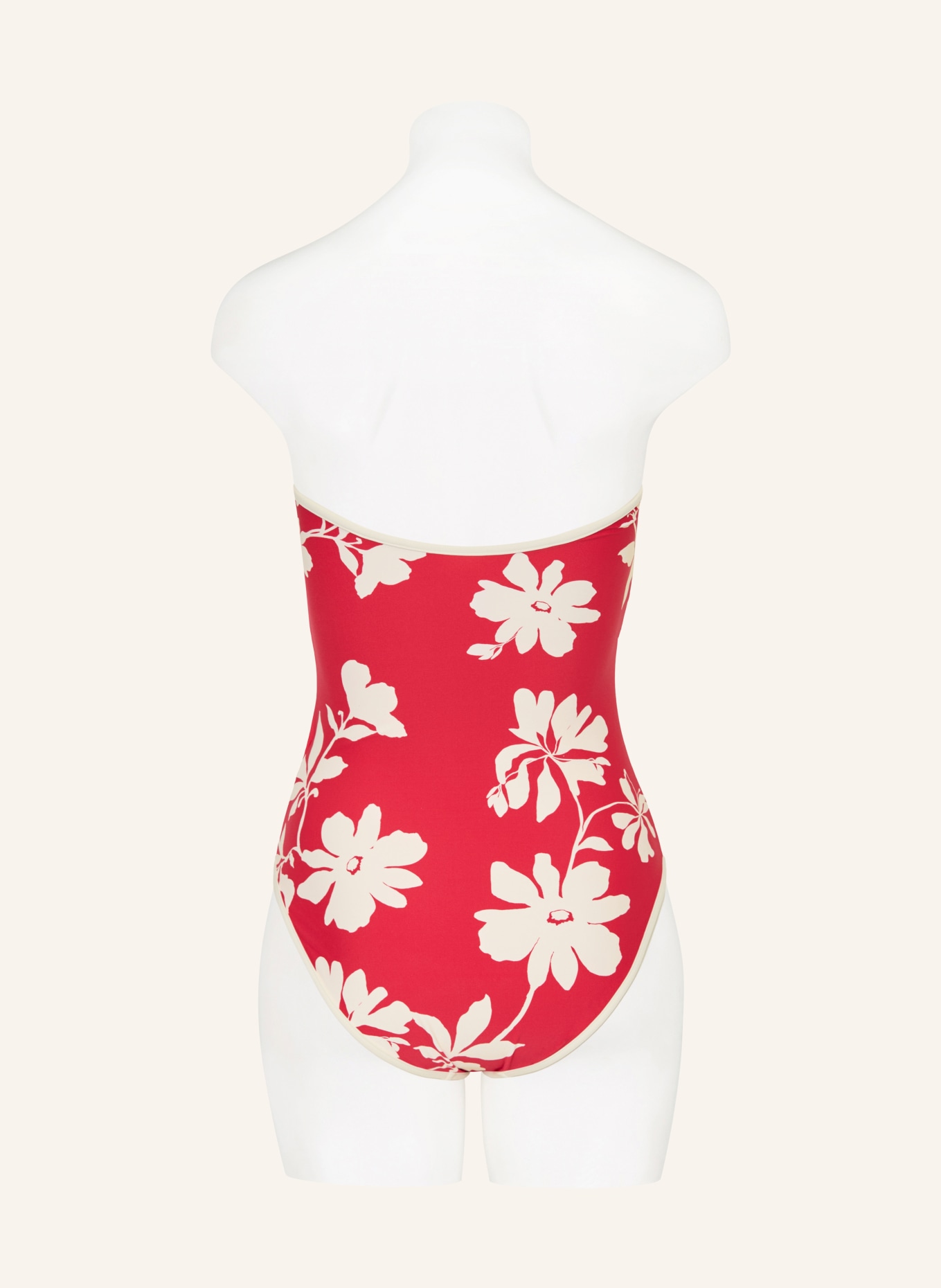 SEAFOLLY MAYFLOWER bandeau swimsuit: RED / ECRU