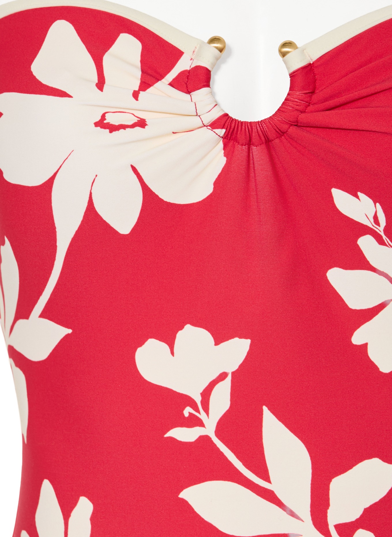 SEAFOLLY MAYFLOWER bandeau swimsuit: RED / ECRU