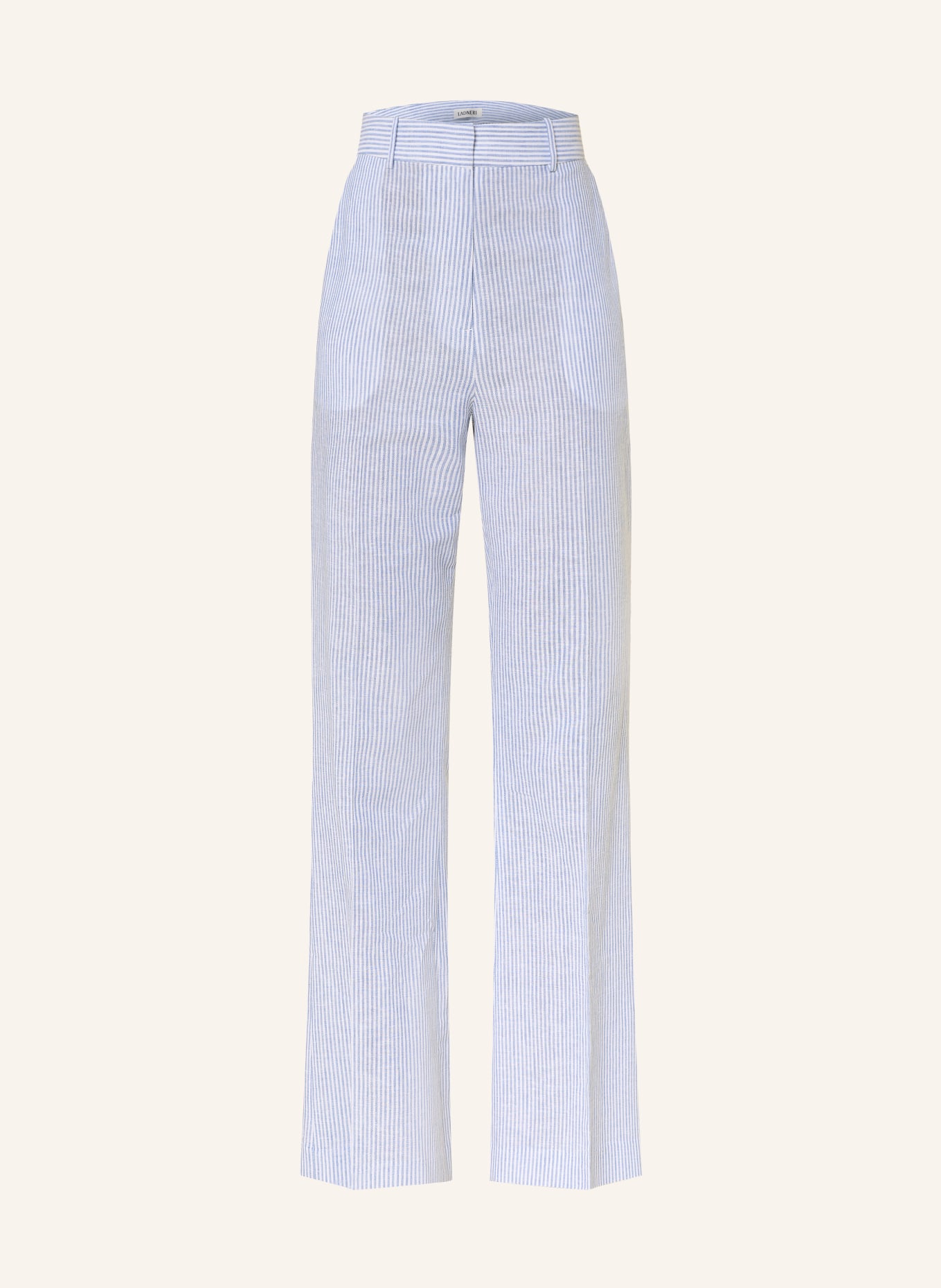 LADNERI LYDIE Linen Pants: WHITE / LIGHT BLUE