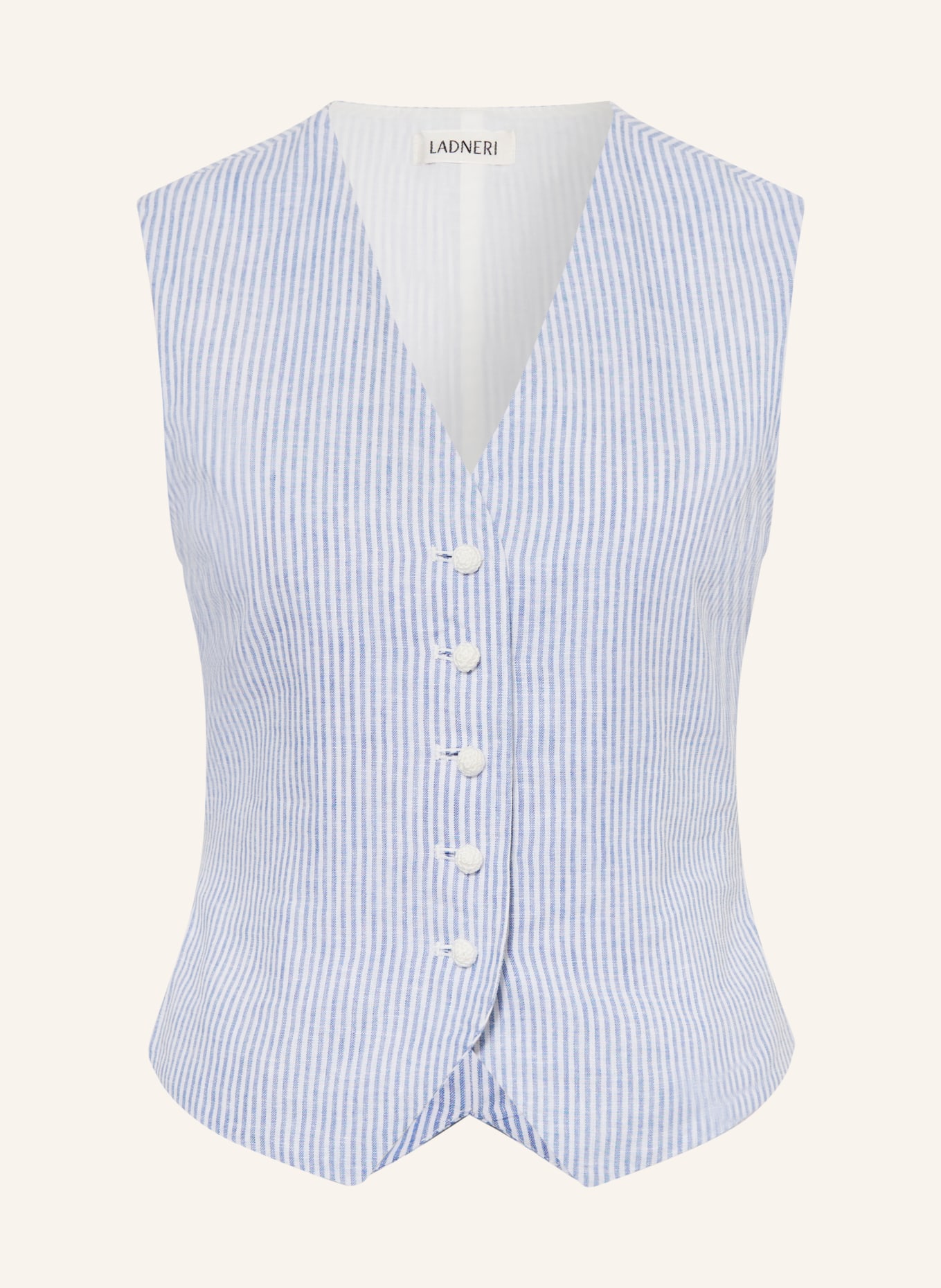 LADNERI HELENA linen blazer vest: BLUE / WHITE