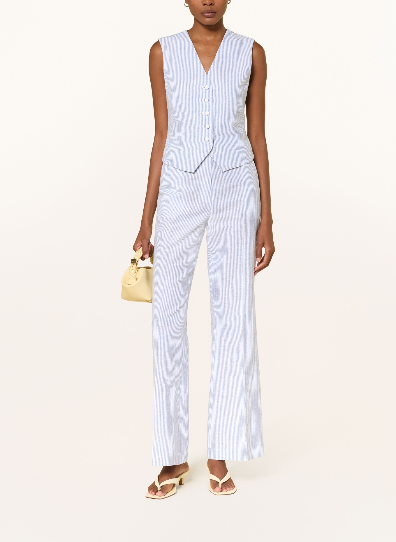 LADNERI HELENA linen blazer vest: BLUE / WHITE