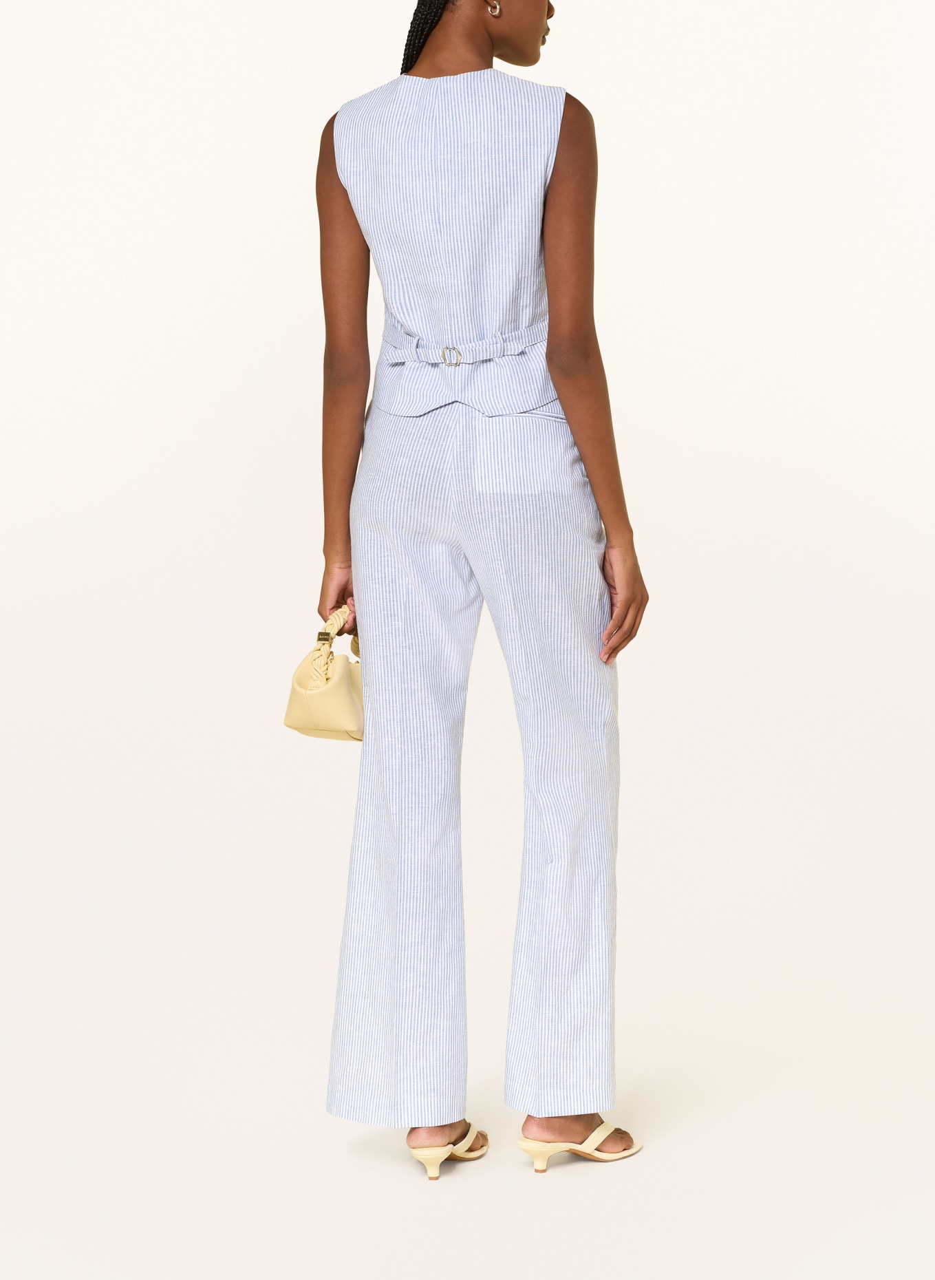 LADNERI HELENA linen blazer vest: BLUE / WHITE