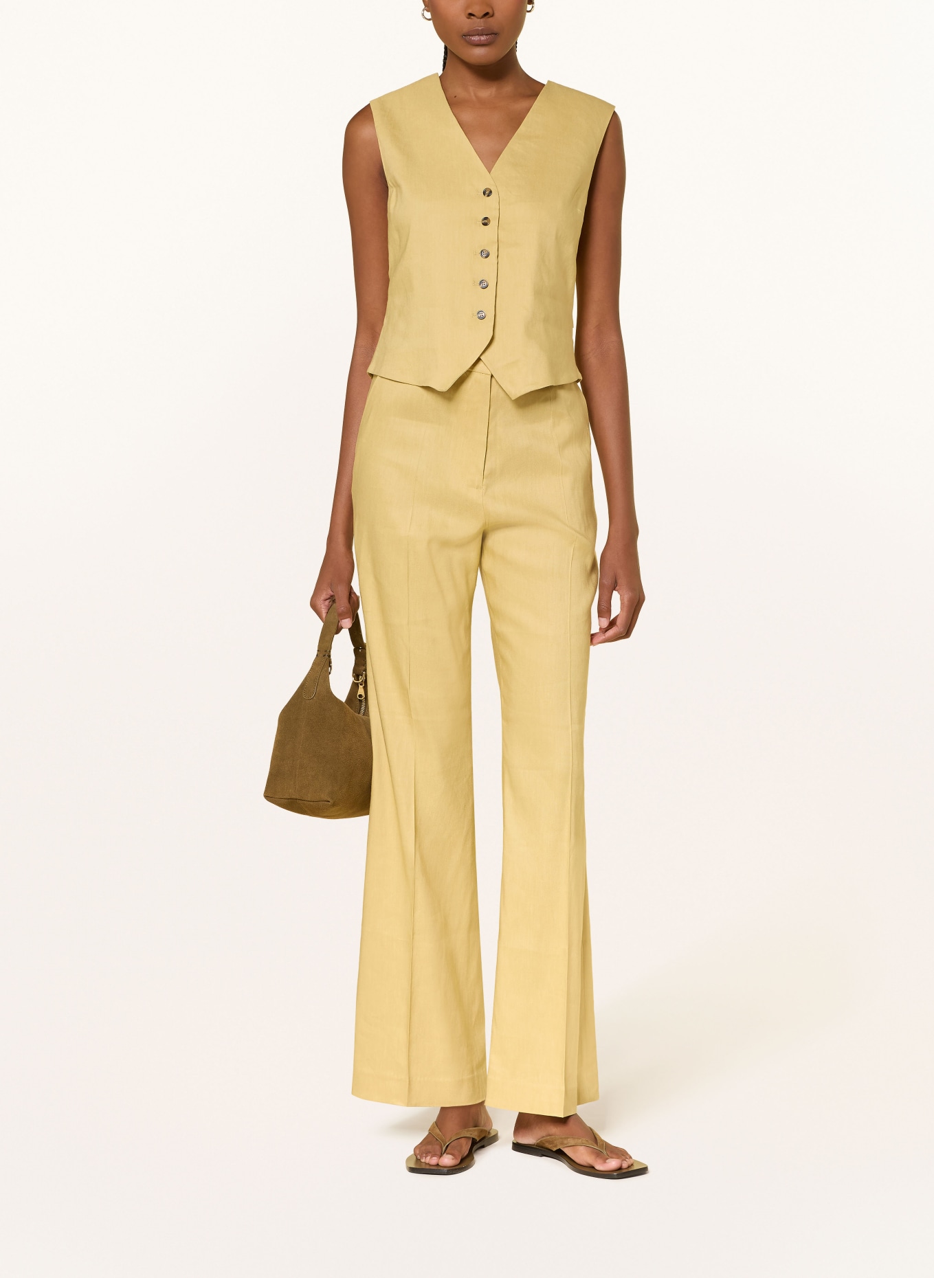 LADNERI HELENA linen blazer vest: LIGHT GREEN