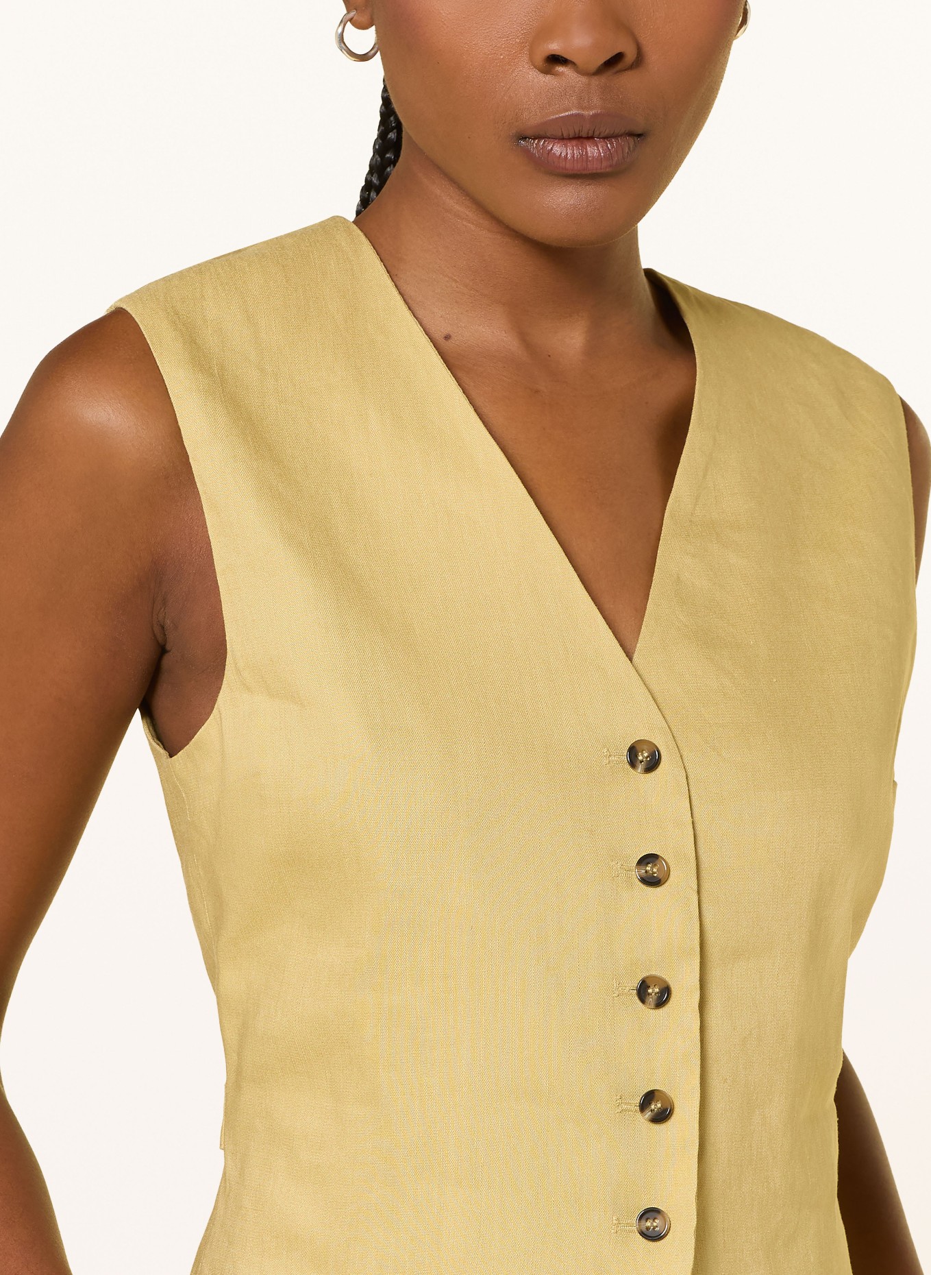 LADNERI HELENA linen blazer vest: LIGHT GREEN