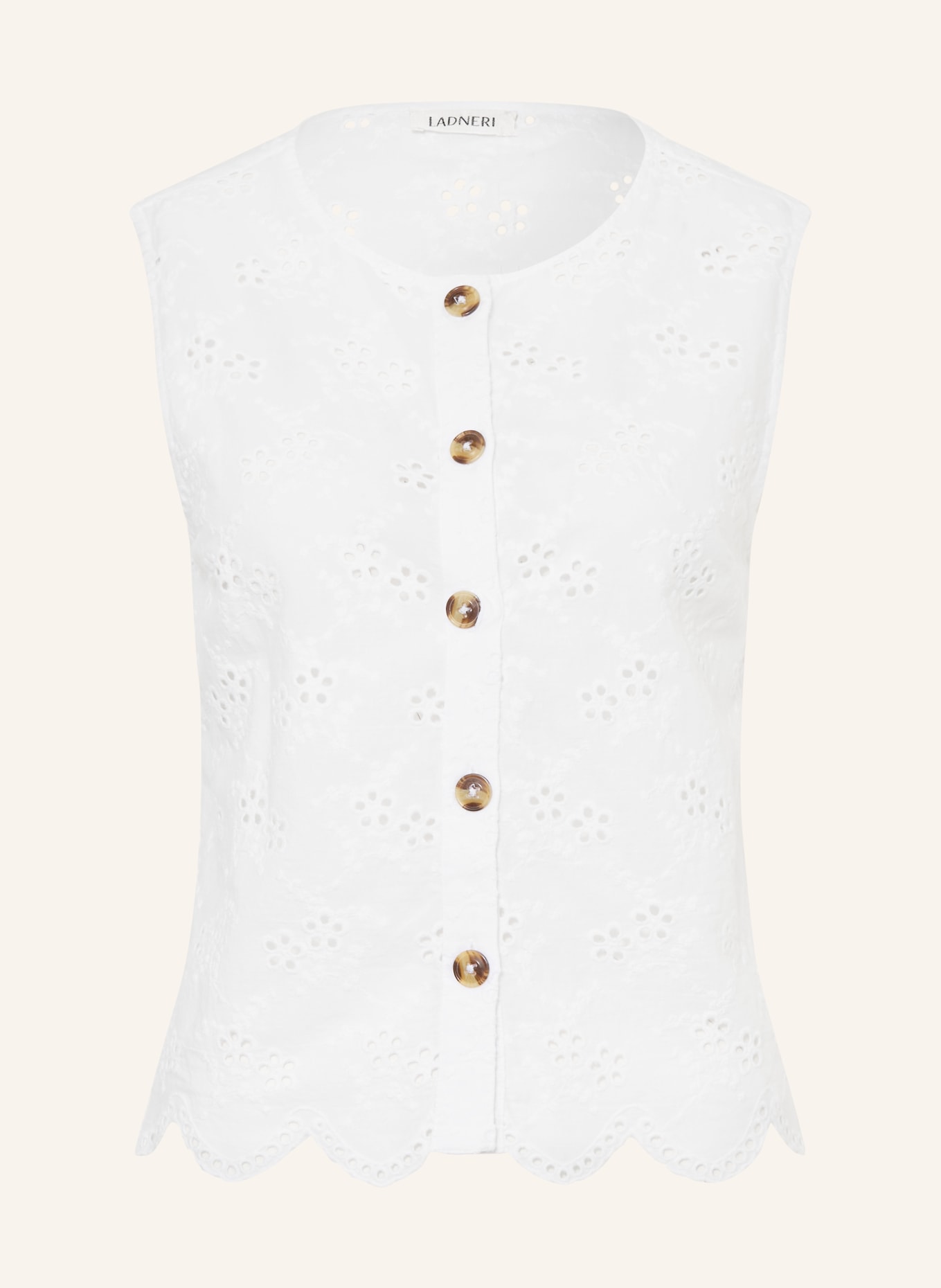 LADNERI Blusentop LOUISE aus Lochspitze: WEISS