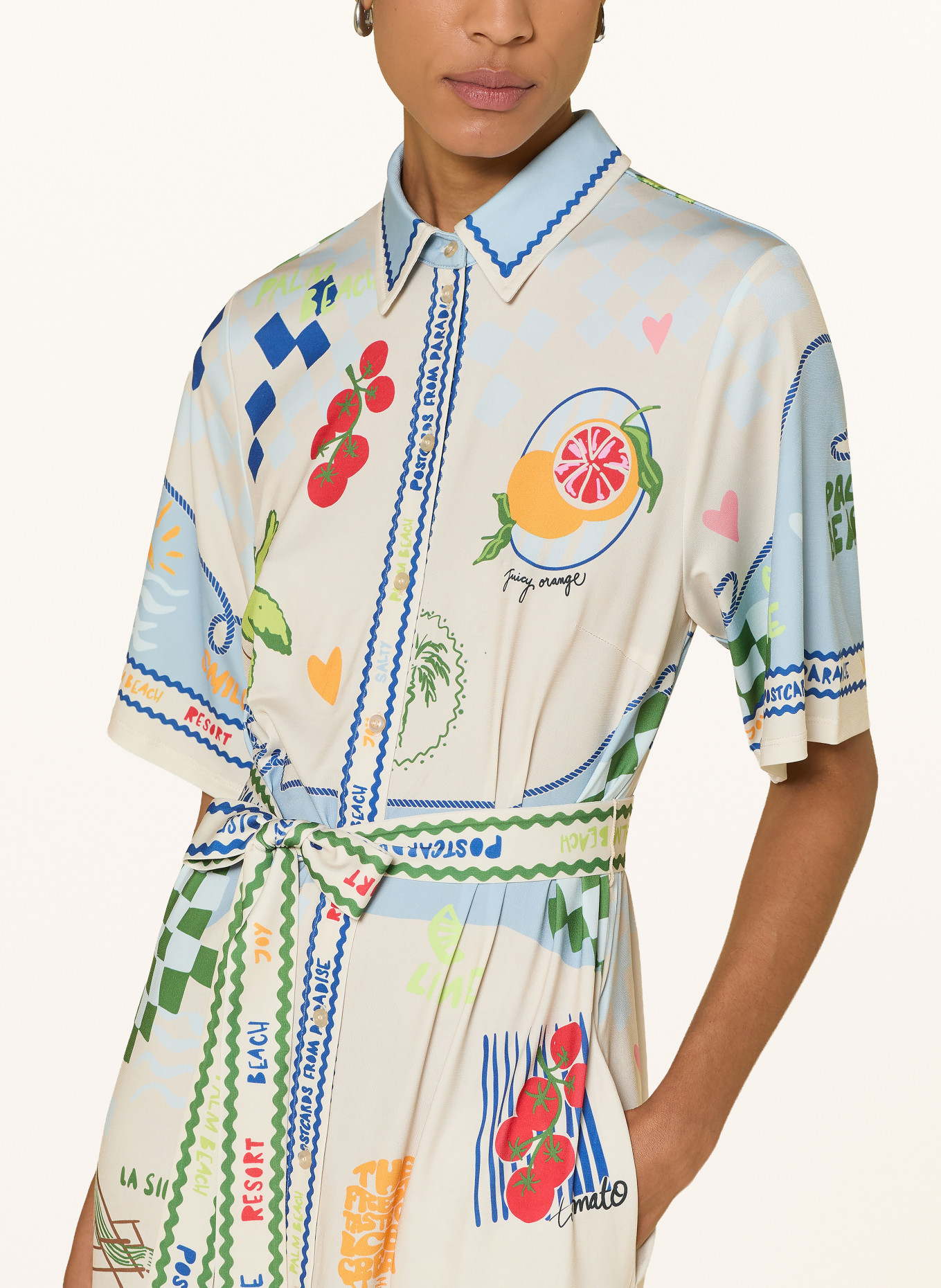 Miss Lagotte SLINKY shirt dress: CREAM / GREEN / LIGHT BLUE