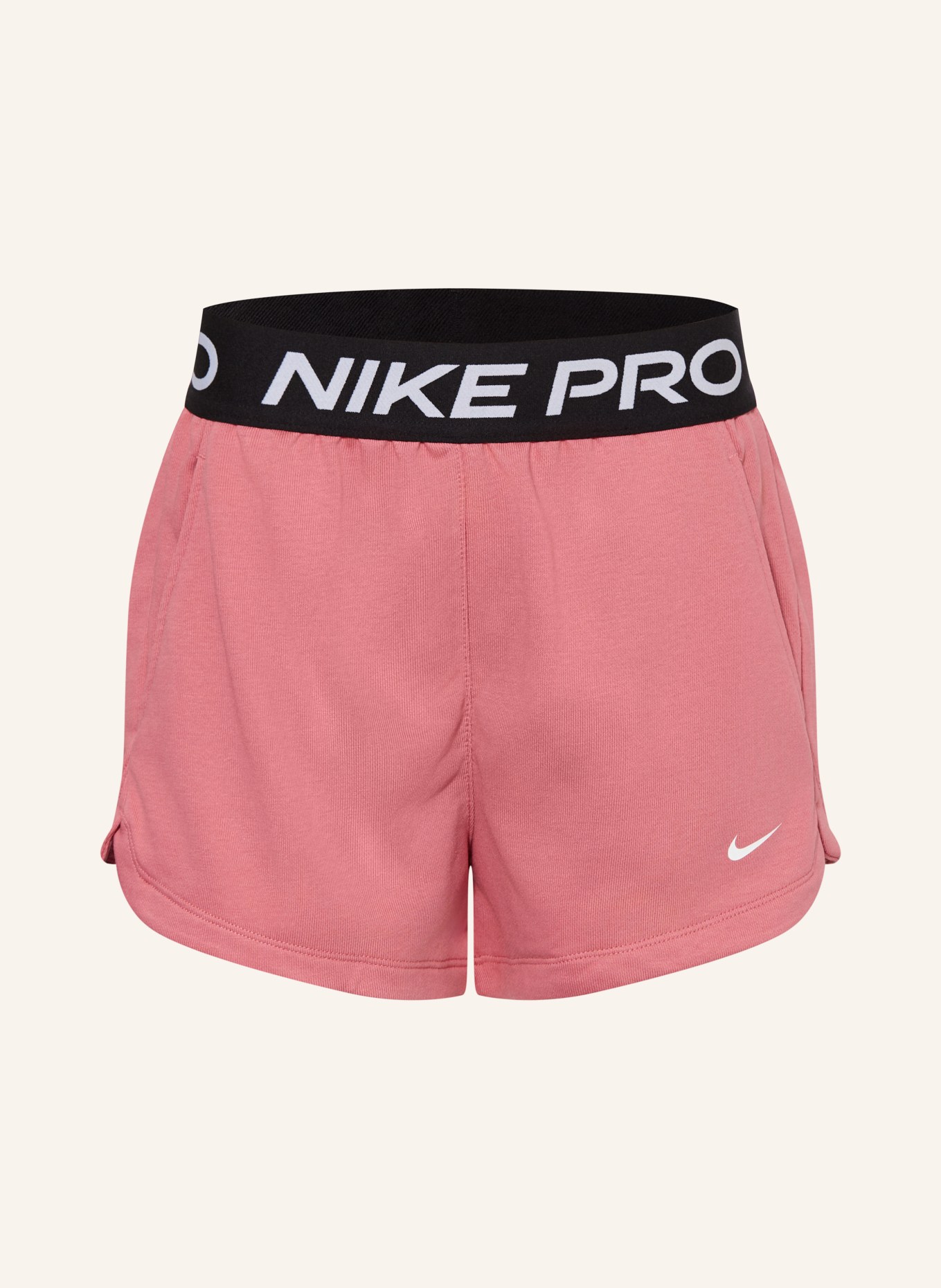 Nike PRO Sweat Shorts: DUSKY PINK / WHITE / BLACK