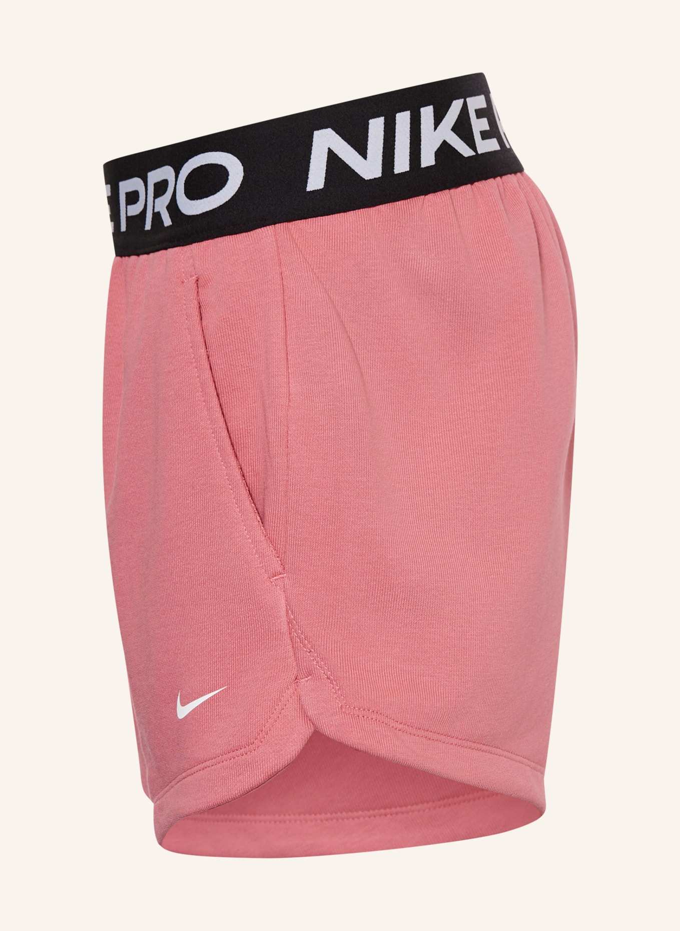 Nike PRO Sweat Shorts: DUSKY PINK / WHITE / BLACK