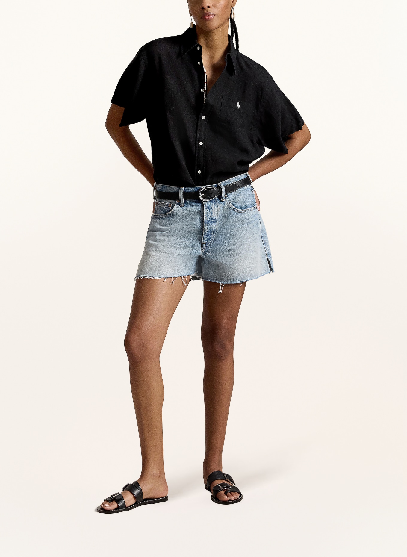POLO RALPH LAUREN Hemdbluse aus Leinen: SCHWARZ