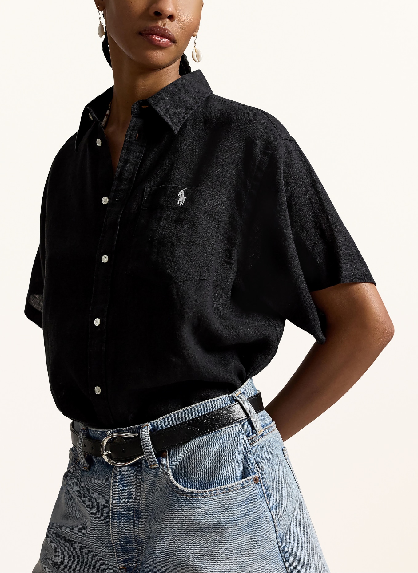 POLO RALPH LAUREN Hemdbluse aus Leinen: SCHWARZ