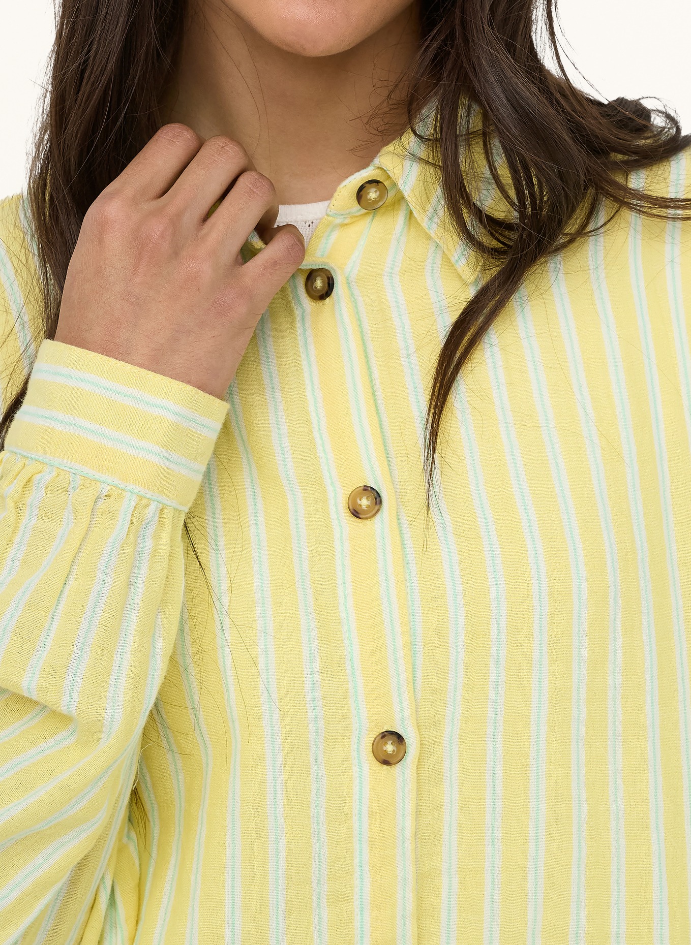 ONLY Overhemdblouse: GEEL / LICHTGROEN / WIT