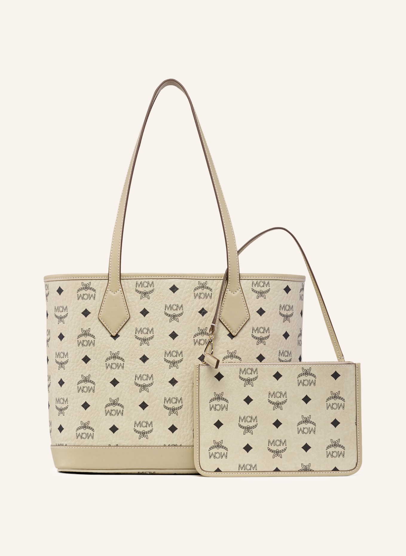 MCM Shopper LIZ SMALL: HELLBRAUN / GOLD / SCHWARZ