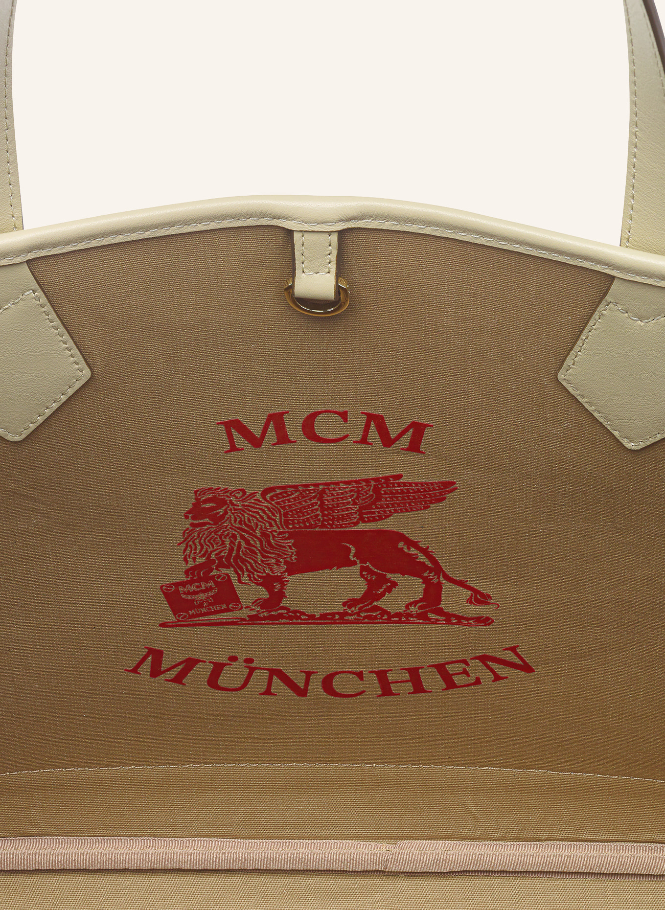 MCM Shopper LIZ MEDIUM mit Pouch: CREME / SCHWARZ