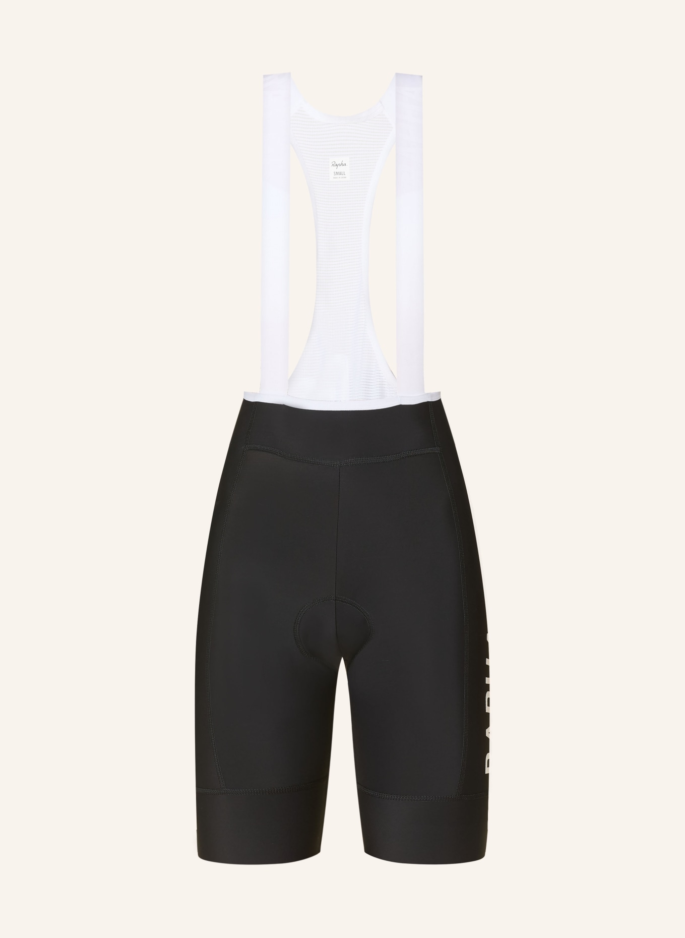 Rapha WOMEN'S PRO TEAM TRAINING BIB Cycling Shorts with straps and padded insert: BLACK / WHITE