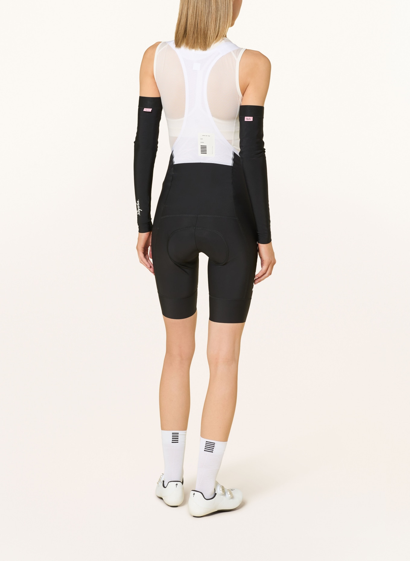 Rapha WOMEN'S PRO TEAM TRAINING BIB Cycling Shorts with straps and padded insert: BLACK / WHITE
