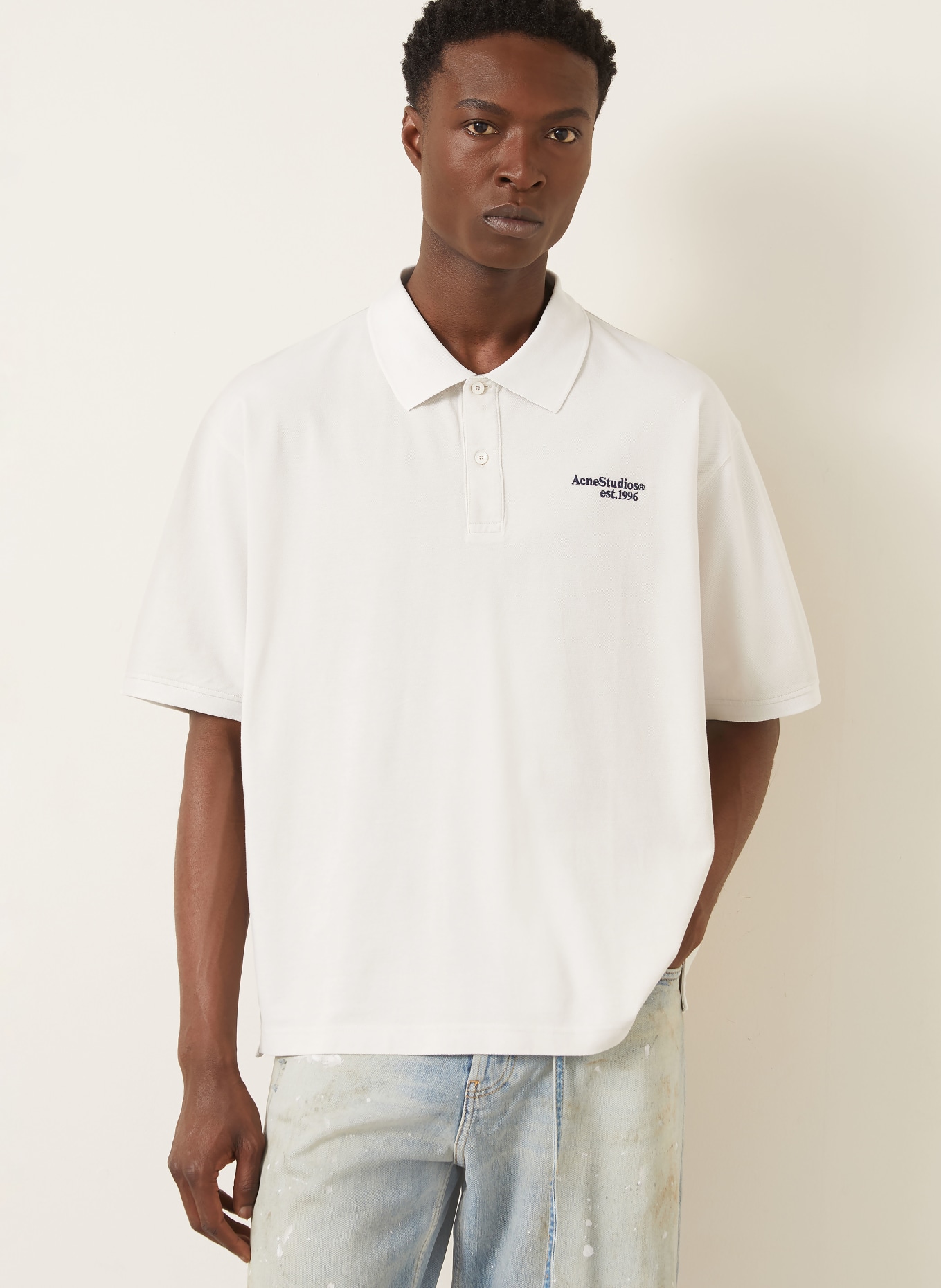 Acne Studios Piqué-Poloshirt: ECRU