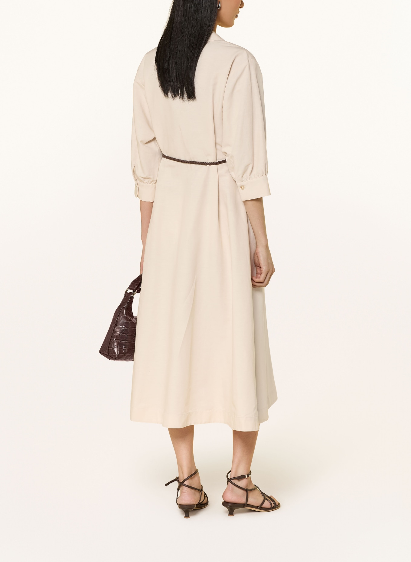 comma Dress with 3/4 sleeves and linen: ECRU