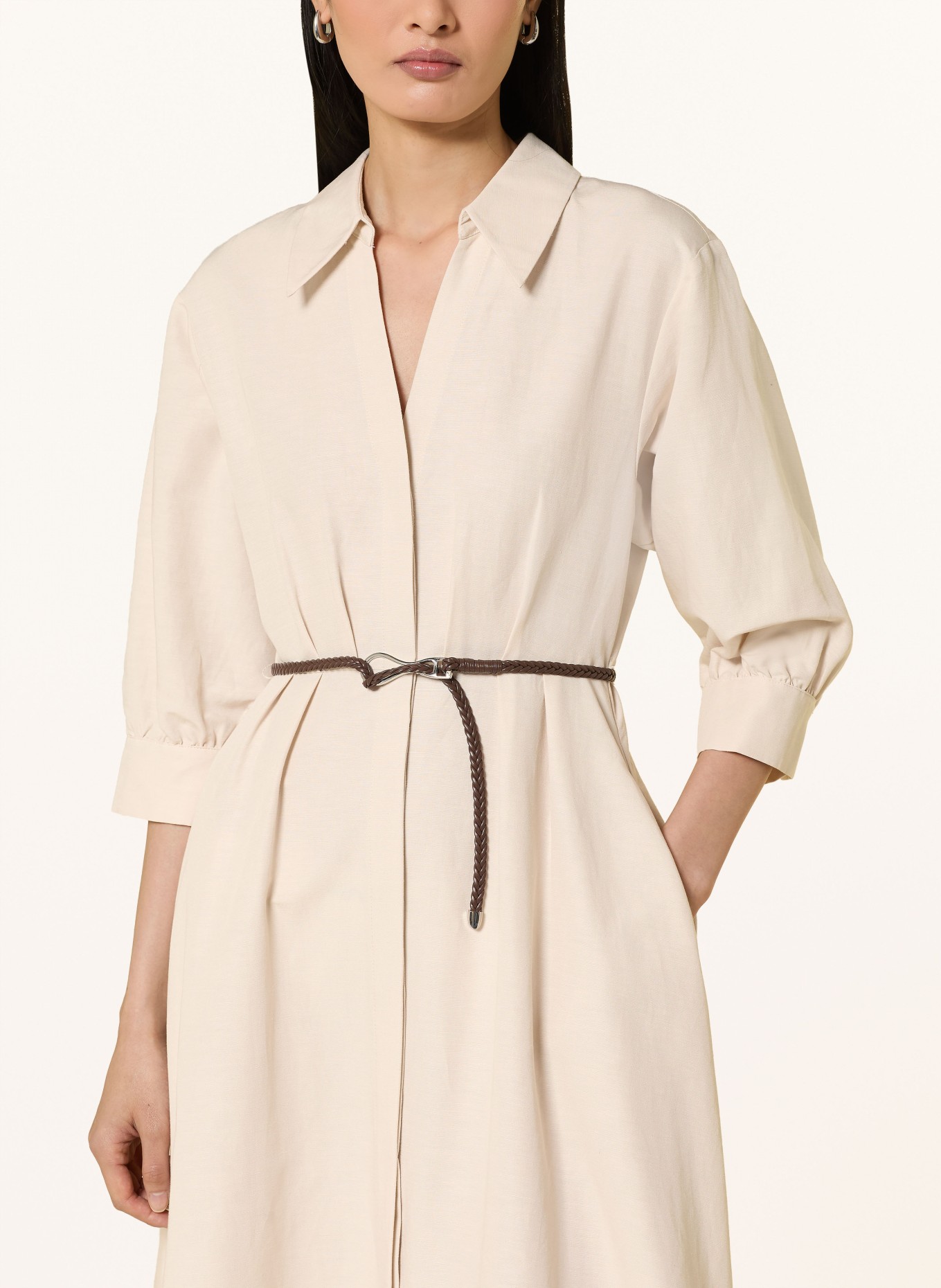 comma Dress with 3/4 sleeves and linen: ECRU