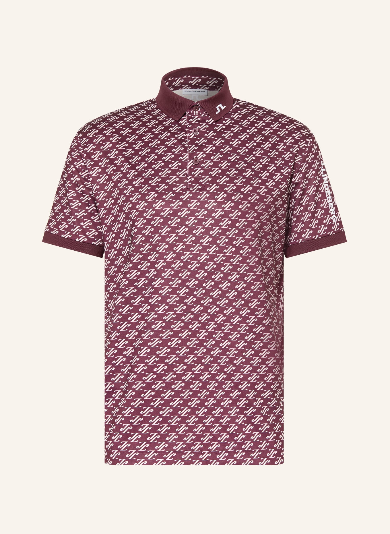 J.LINDEBERG Funktions-Poloshirt: DUNKELROT / CREME