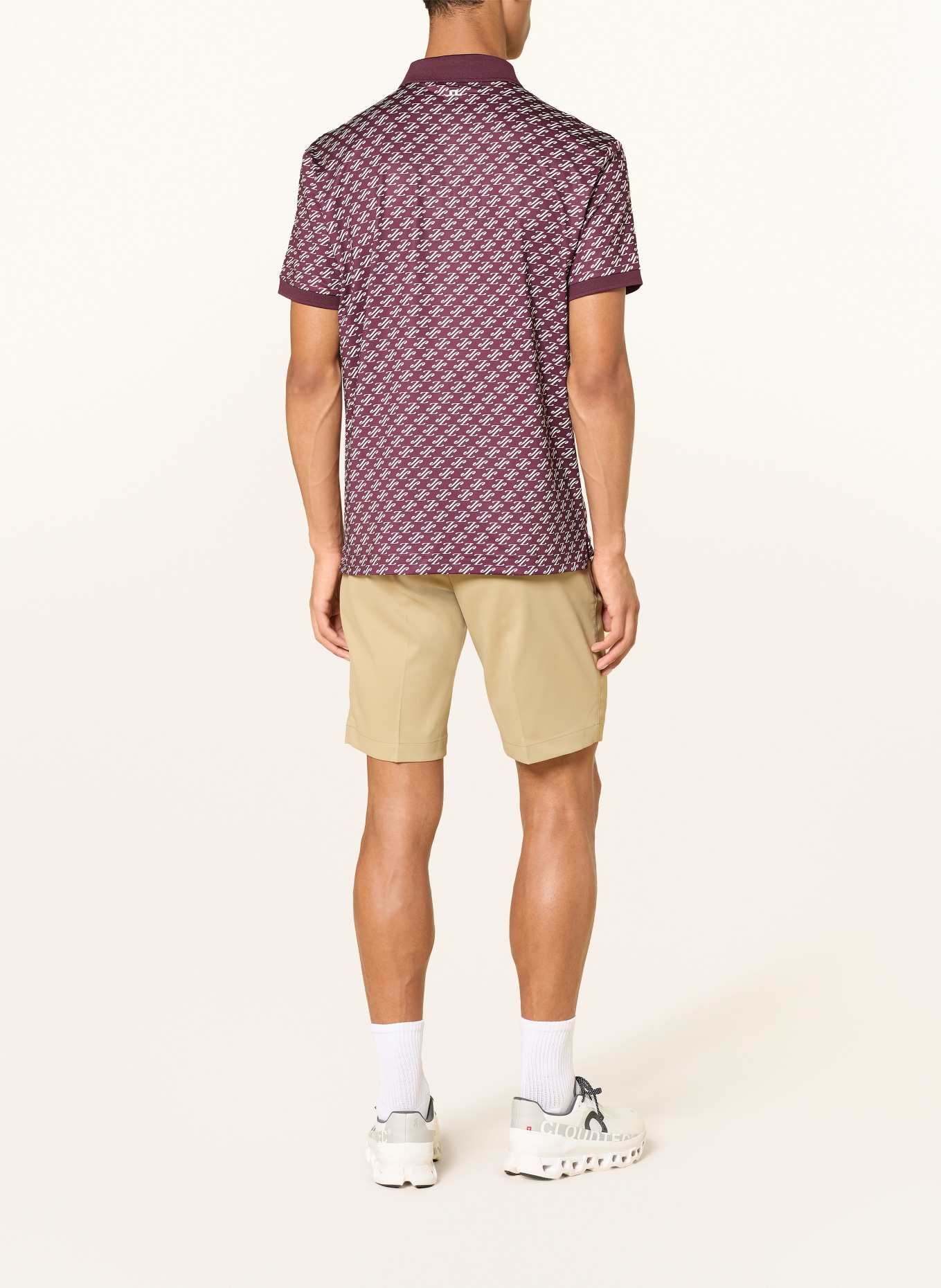 J.LINDEBERG Funktions-Poloshirt: DUNKELROT / CREME