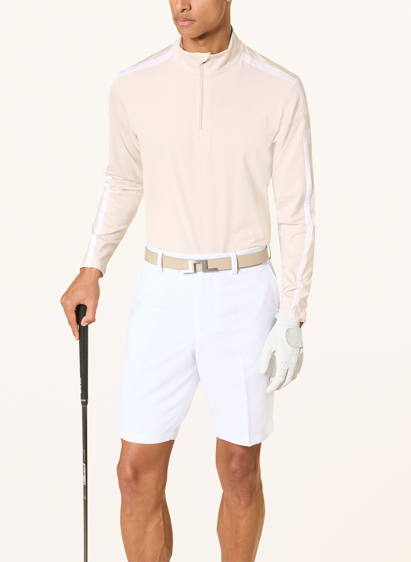 J.LINDEBERG Functional shirt: BEIGE / WHITE