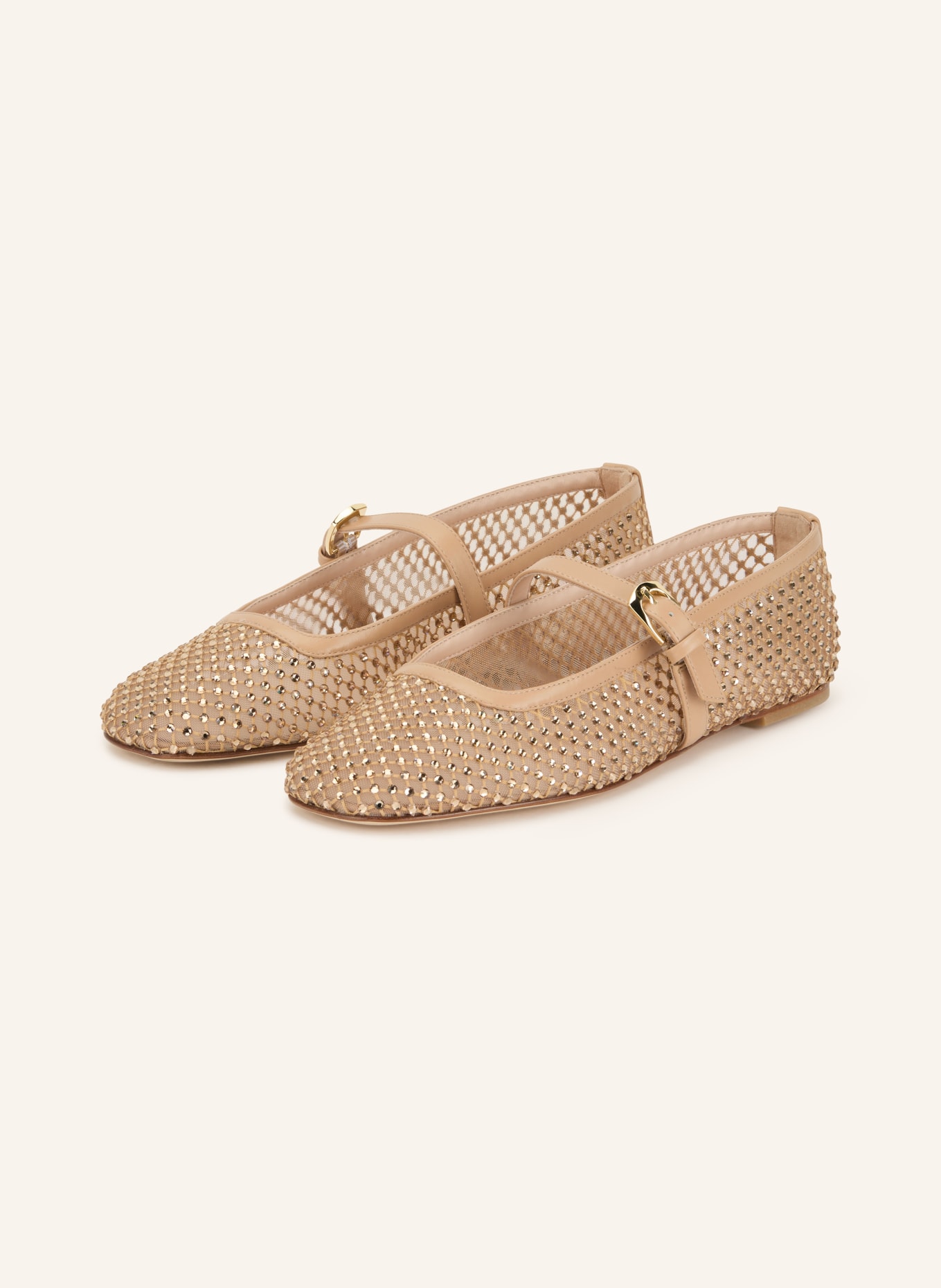 STUART WEITZMAN Mary-Jane-Ballerinas mit Schmucksteinen: BEIGE