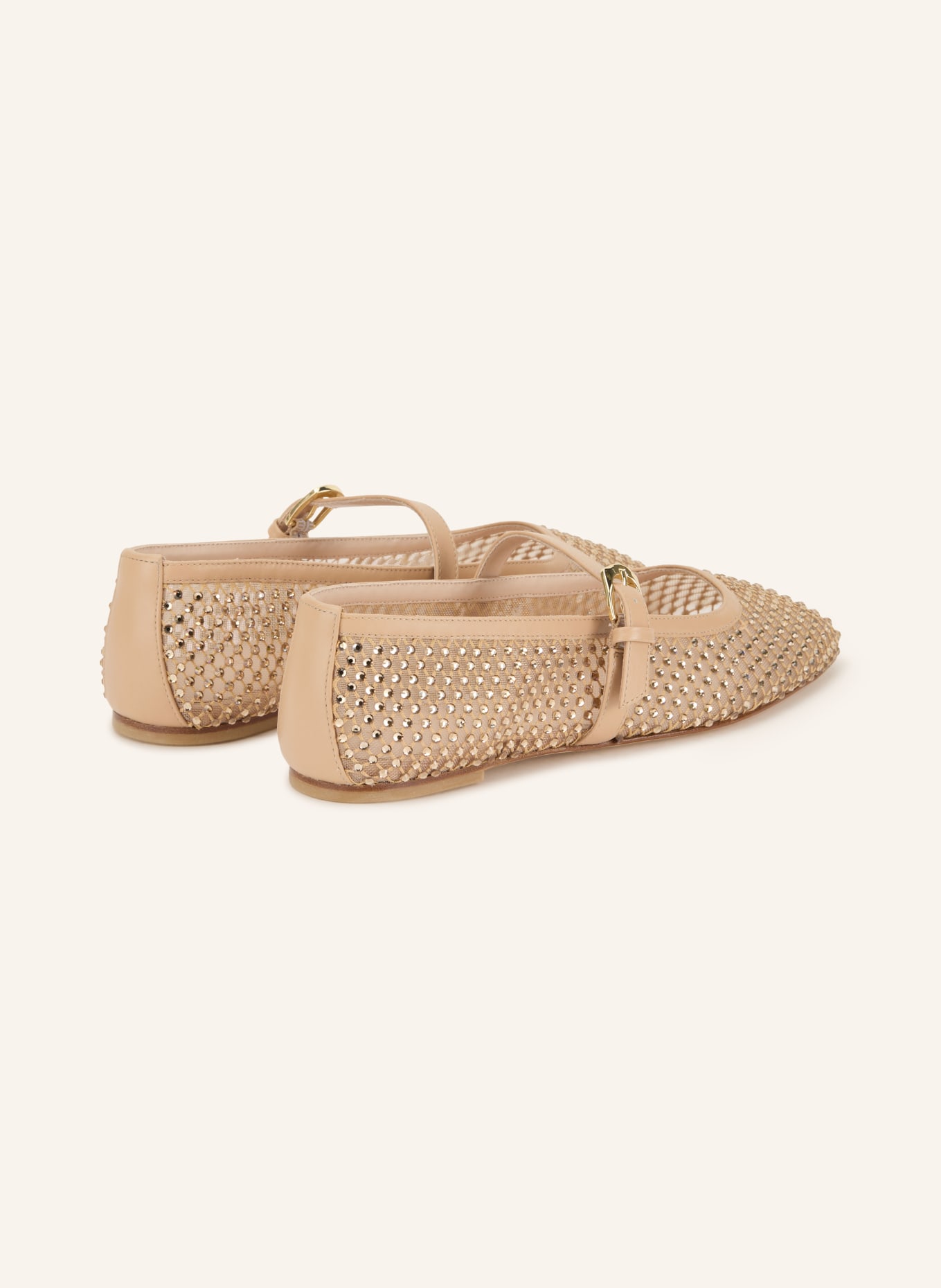 STUART WEITZMAN Mary-Jane-Ballerinas mit Schmucksteinen: BEIGE