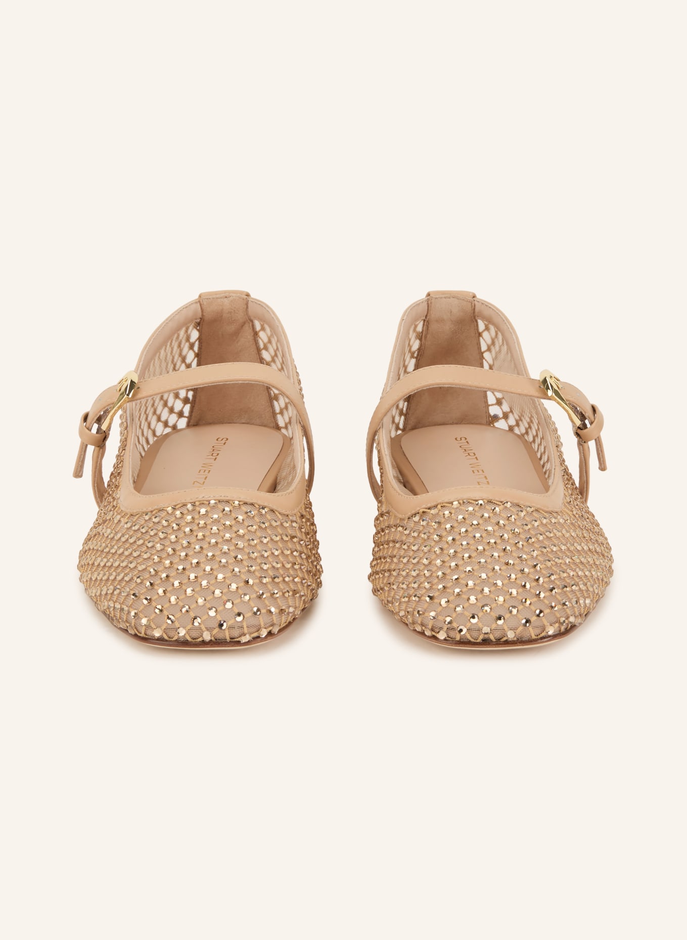 STUART WEITZMAN Mary-Jane-Ballerinas mit Schmucksteinen: BEIGE