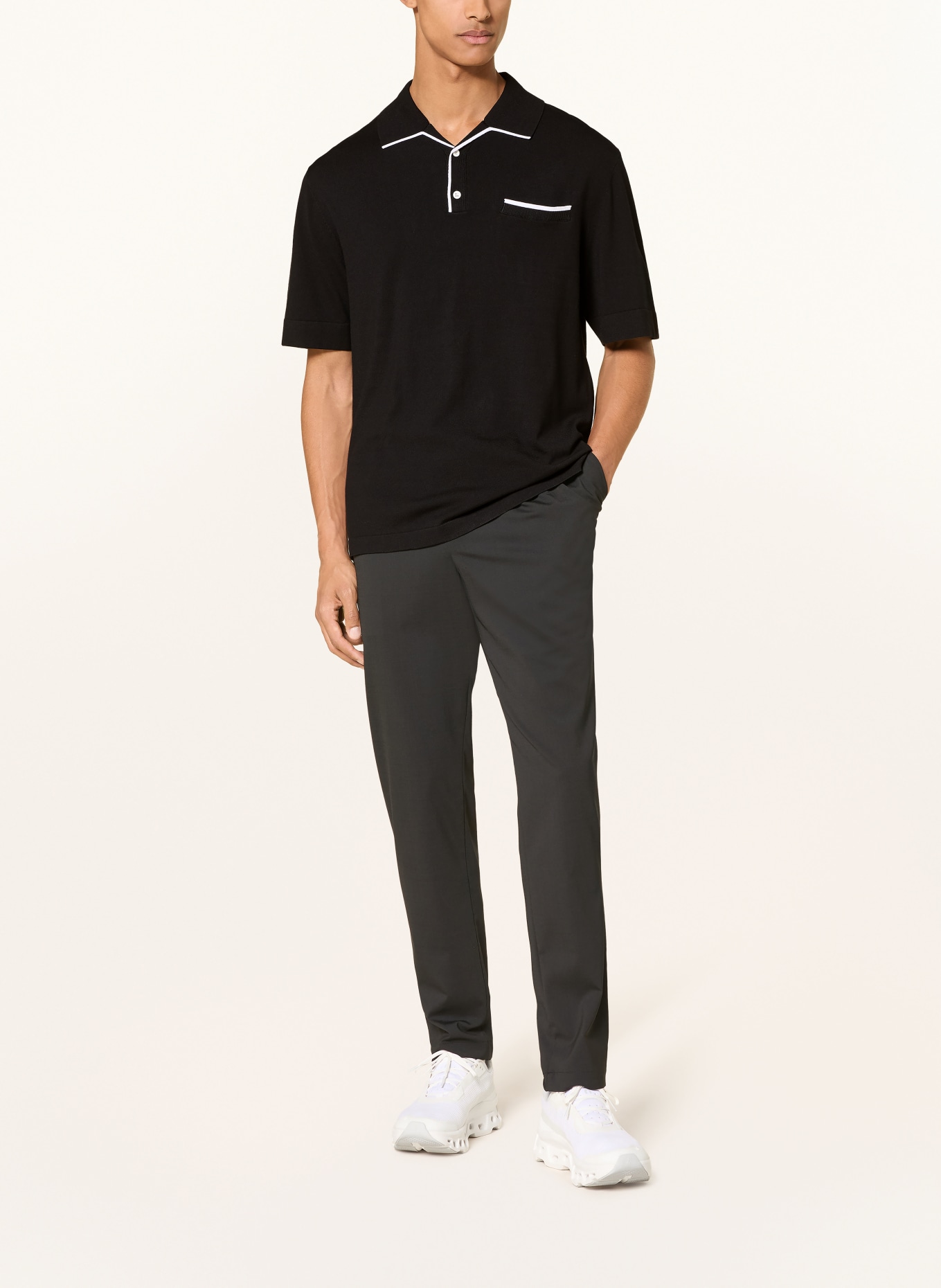 J.LINDEBERG Polo en maille: NOIR / BLANC