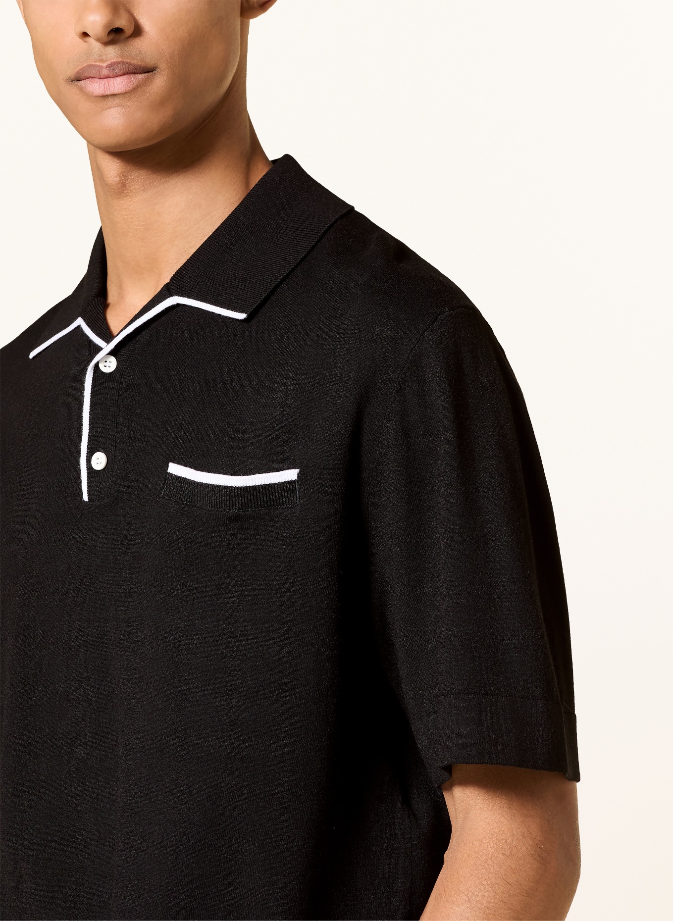 J.LINDEBERG Polo en maille: NOIR / BLANC