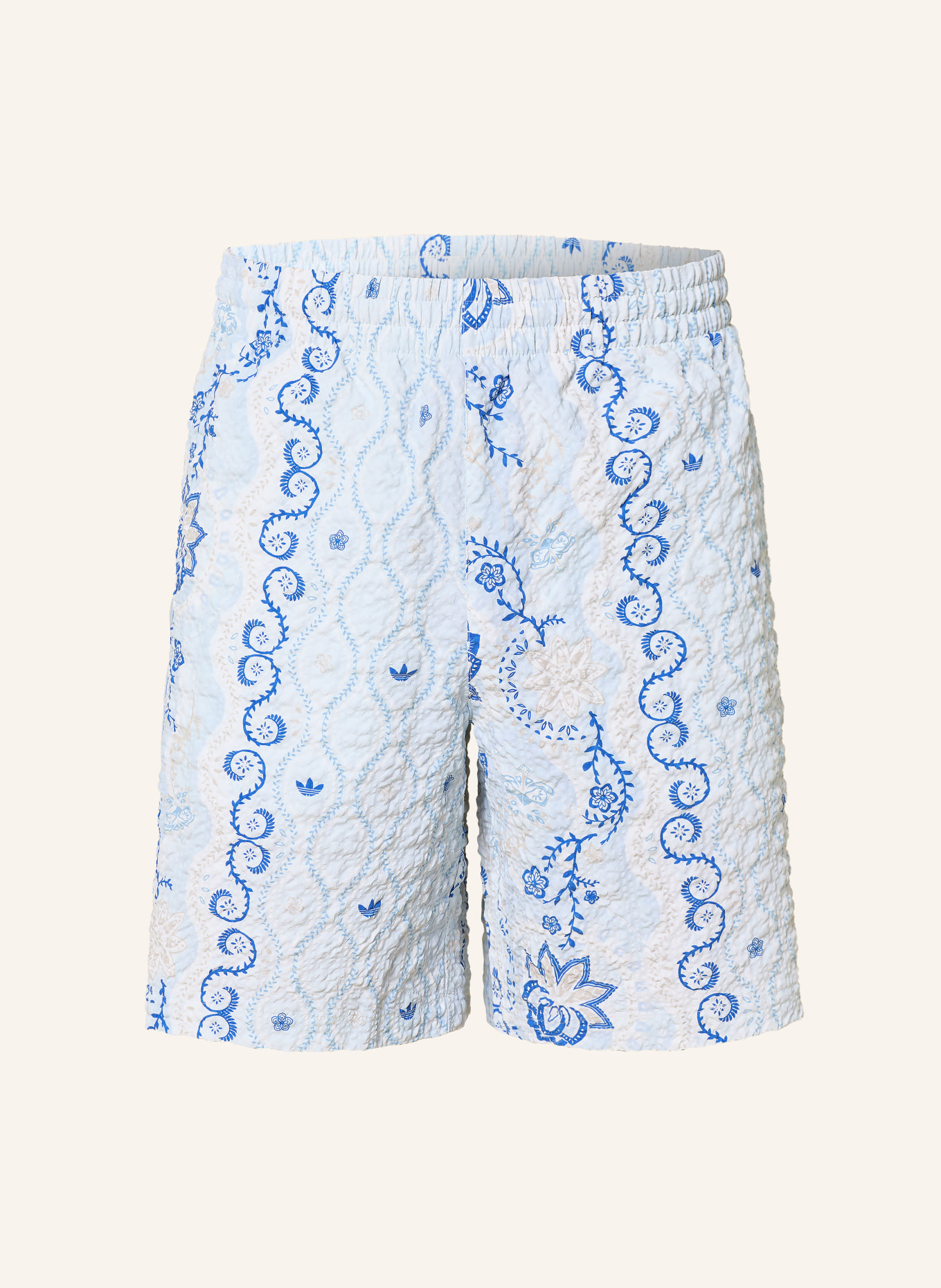 adidas Originals Short en seersucker imprimé: CRÈME / BLEU CLAIR / BLEU