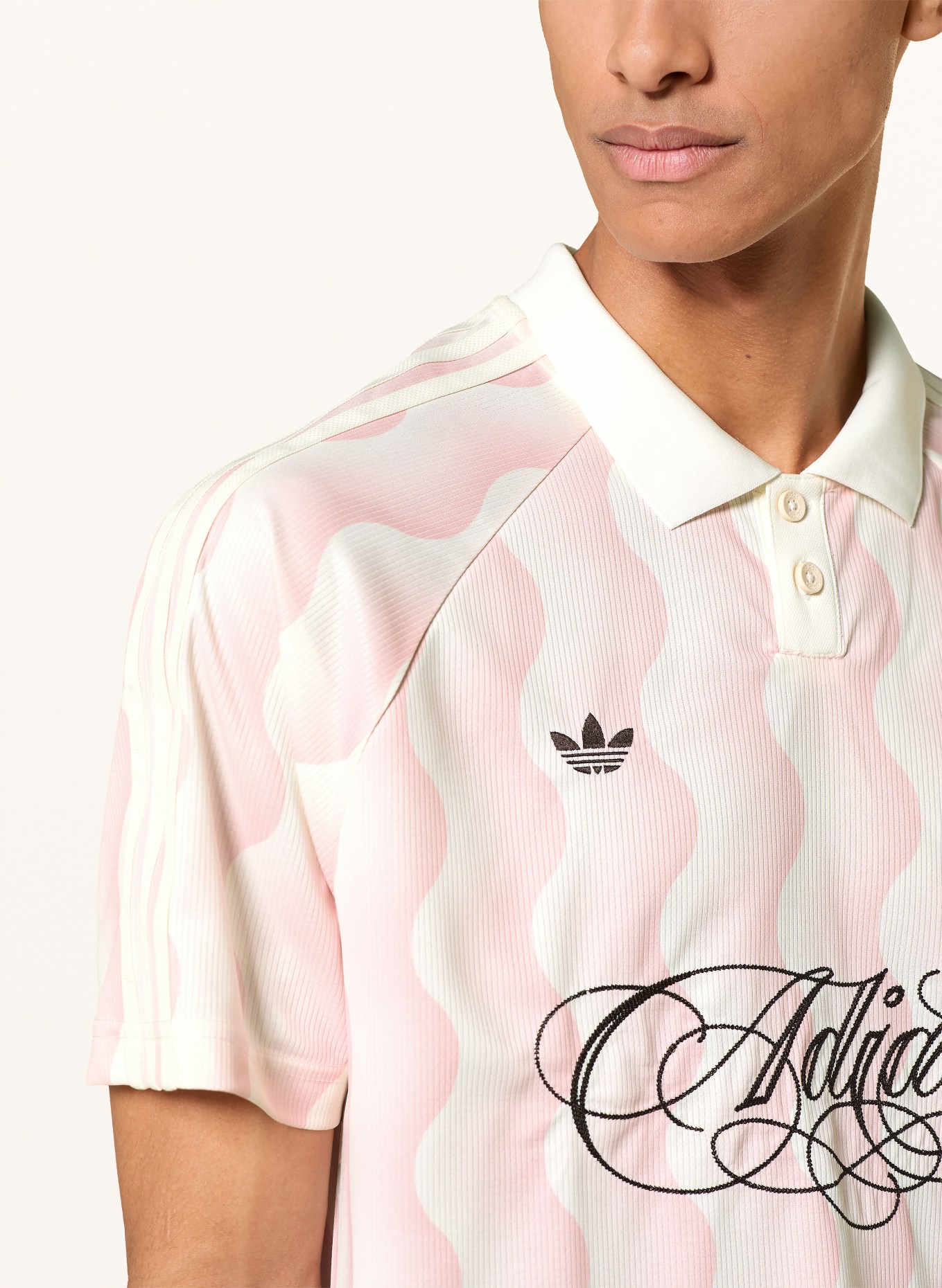 adidas Originals Jersey-Poloshirt: ROSA / DUNKELBRAUN / CREME
