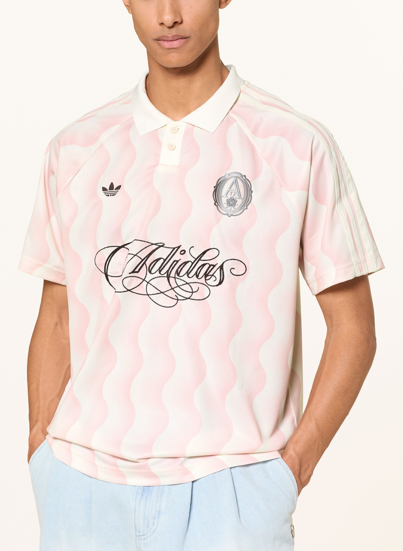 adidas Originals Jersey-Poloshirt: ROSA / DUNKELBRAUN / CREME