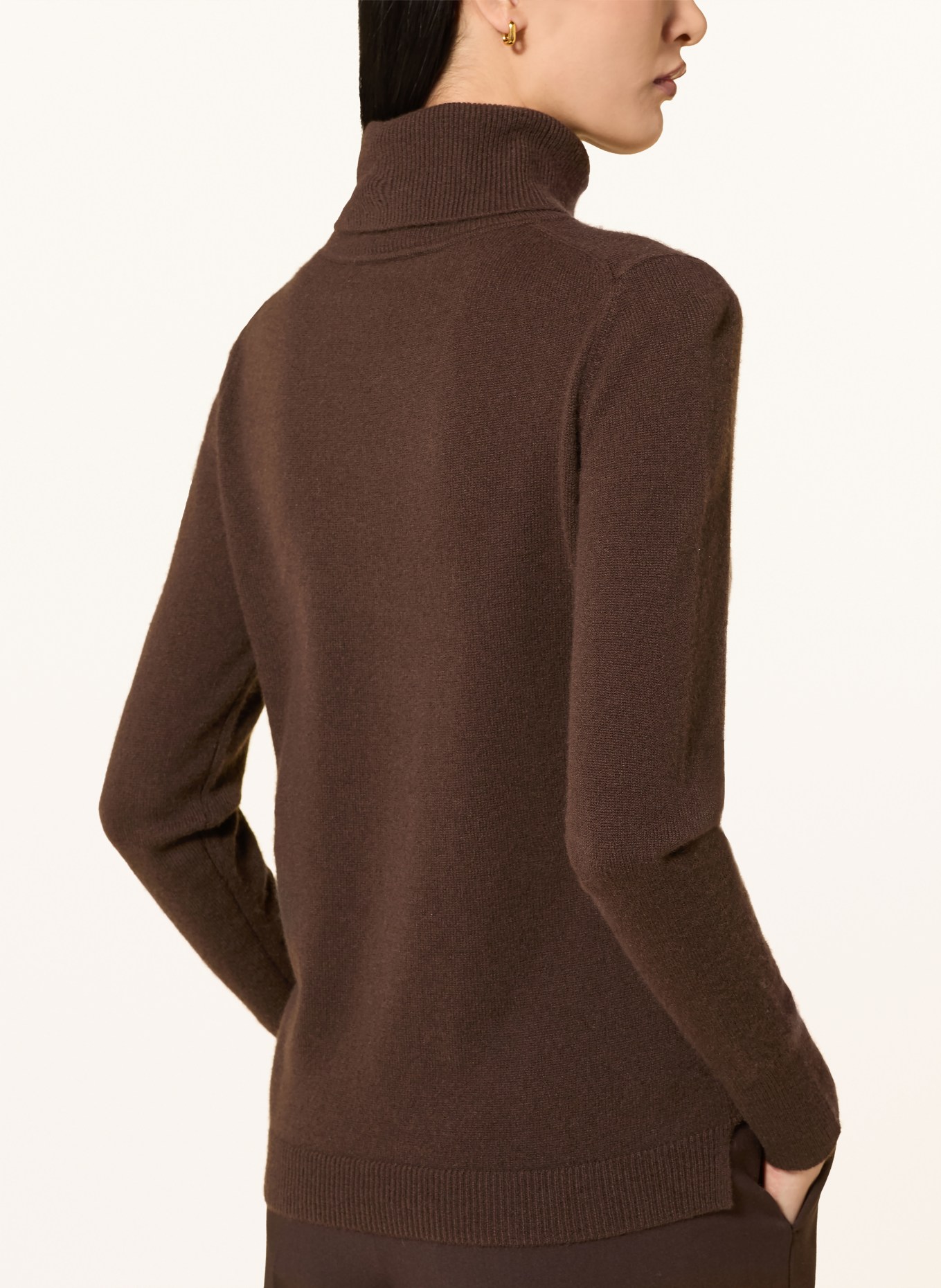 darling harbour Rollkragenpullover aus Cashmere: DARK BROWN