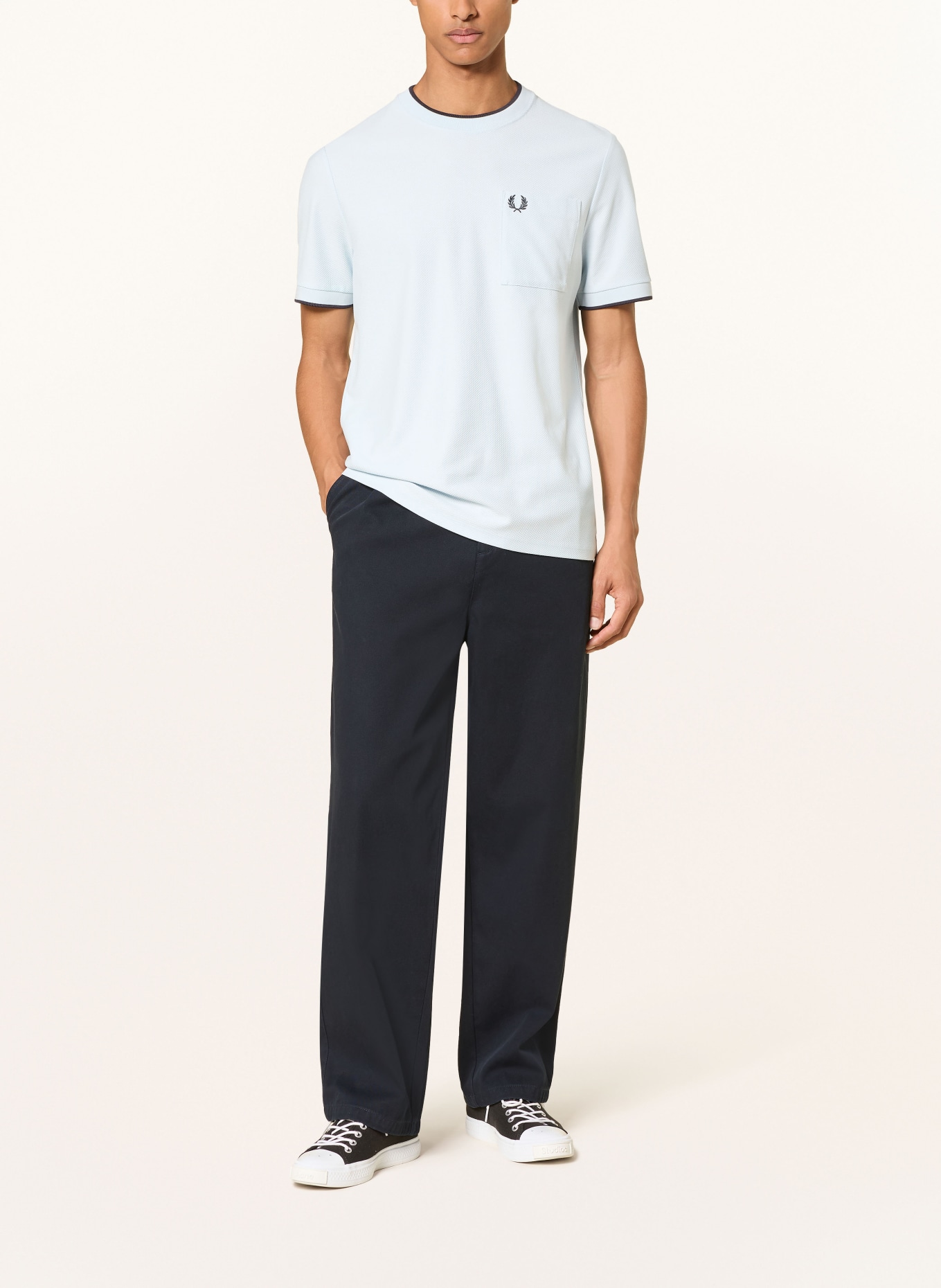 FRED PERRY Tricou din piqué: ALBASTRU DESCHIS / ALBASTRU ÎNCHIS