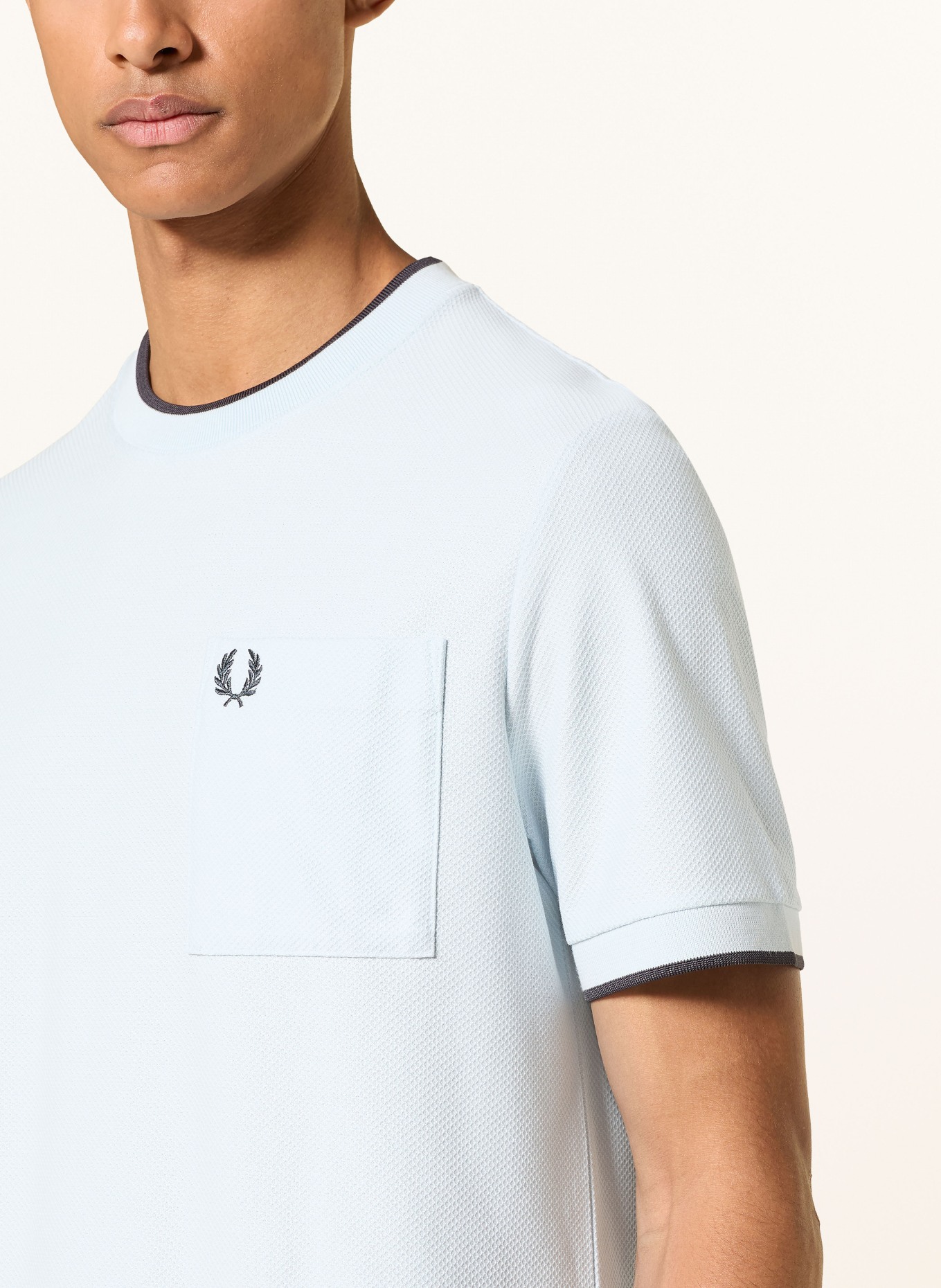 FRED PERRY Tricou din piqué: ALBASTRU DESCHIS / ALBASTRU ÎNCHIS