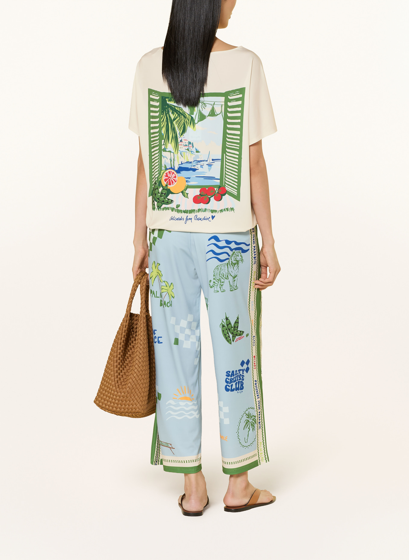 Miss Lagotte blouse shirt: CREAM / GREEN / BLUE