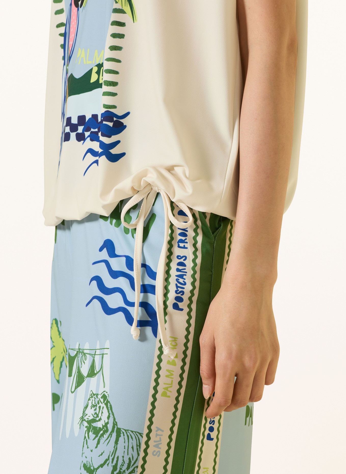 Miss Lagotte blouse shirt: CREAM / GREEN / BLUE