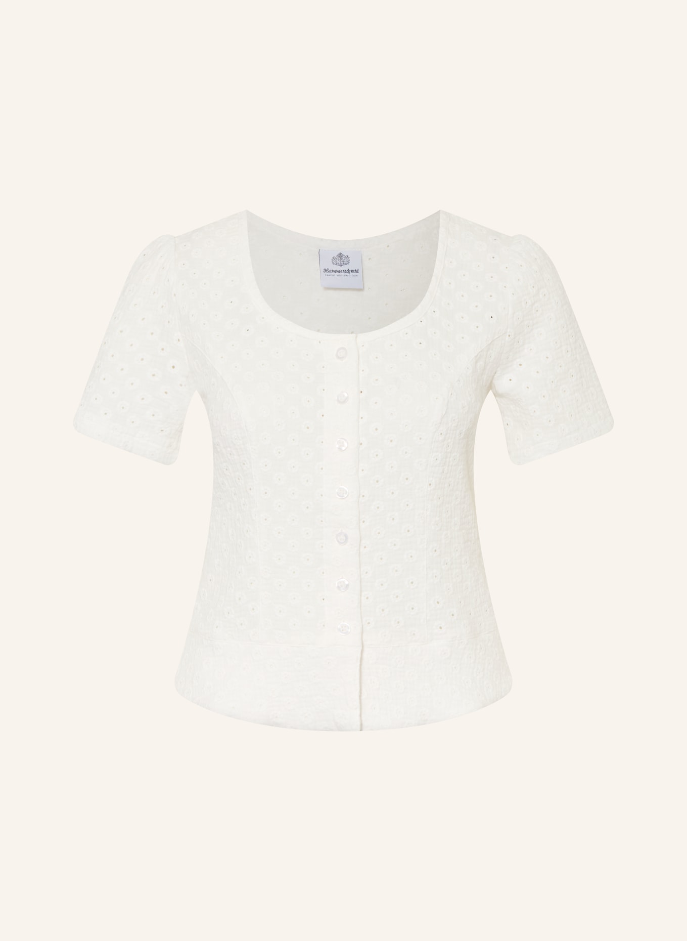 Hammerschmid MANUELA traditional blouse with openwork lace: WHITE
