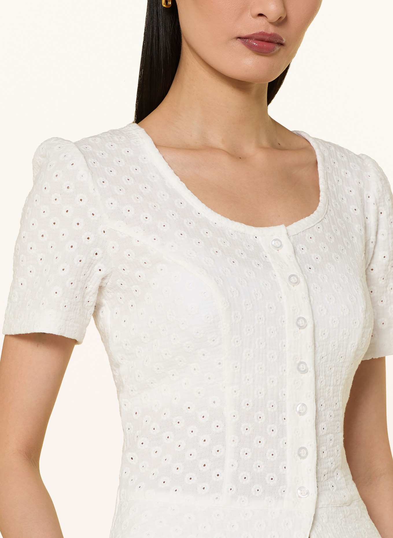 Hammerschmid MANUELA traditional blouse with openwork lace: WHITE