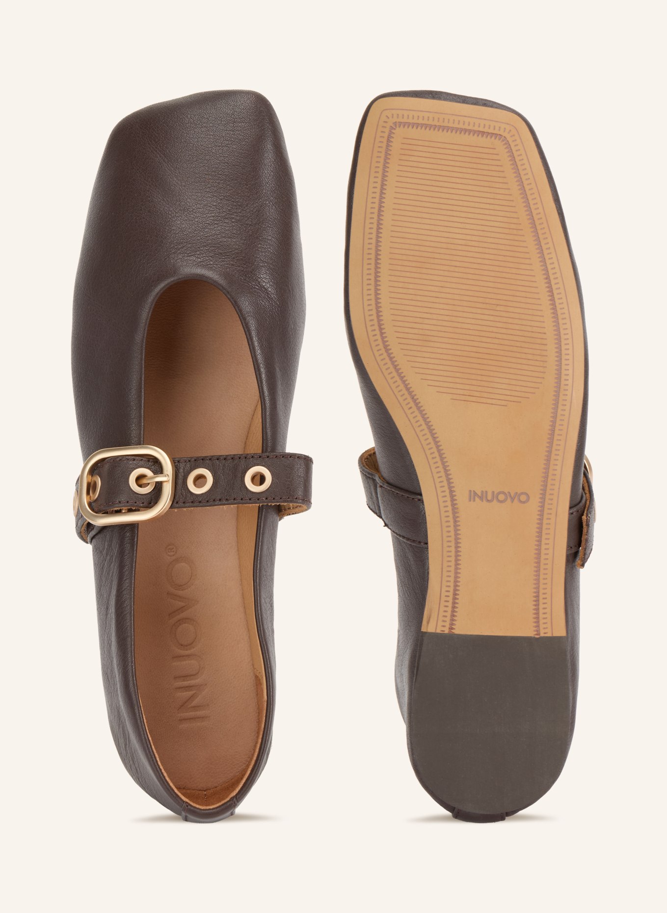 INUOVO Mary Jane-ballerina's: MARRON FONCÉ