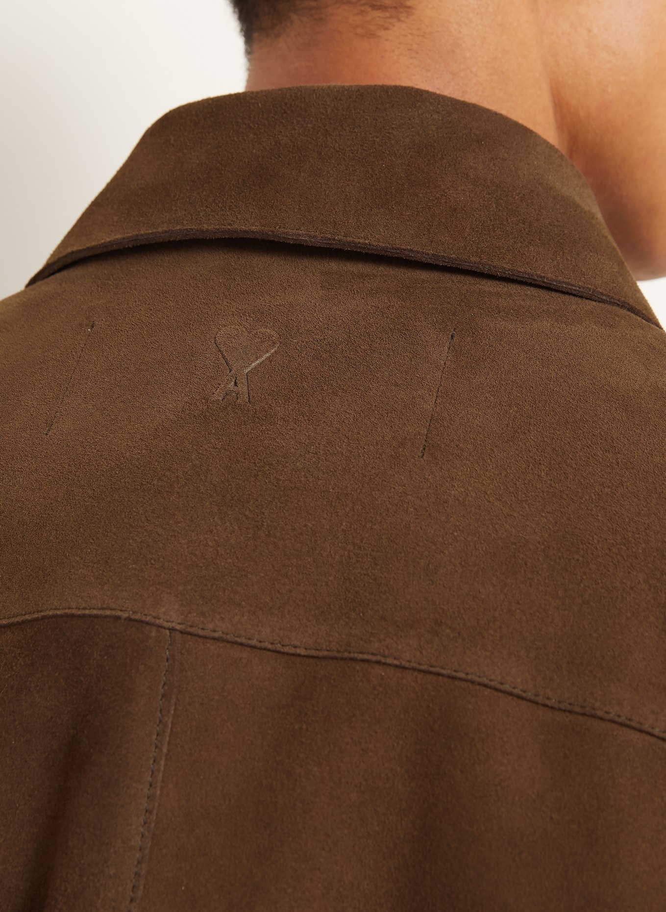 AMI PARIS Leder-Overjacket: DUNKELBRAUN