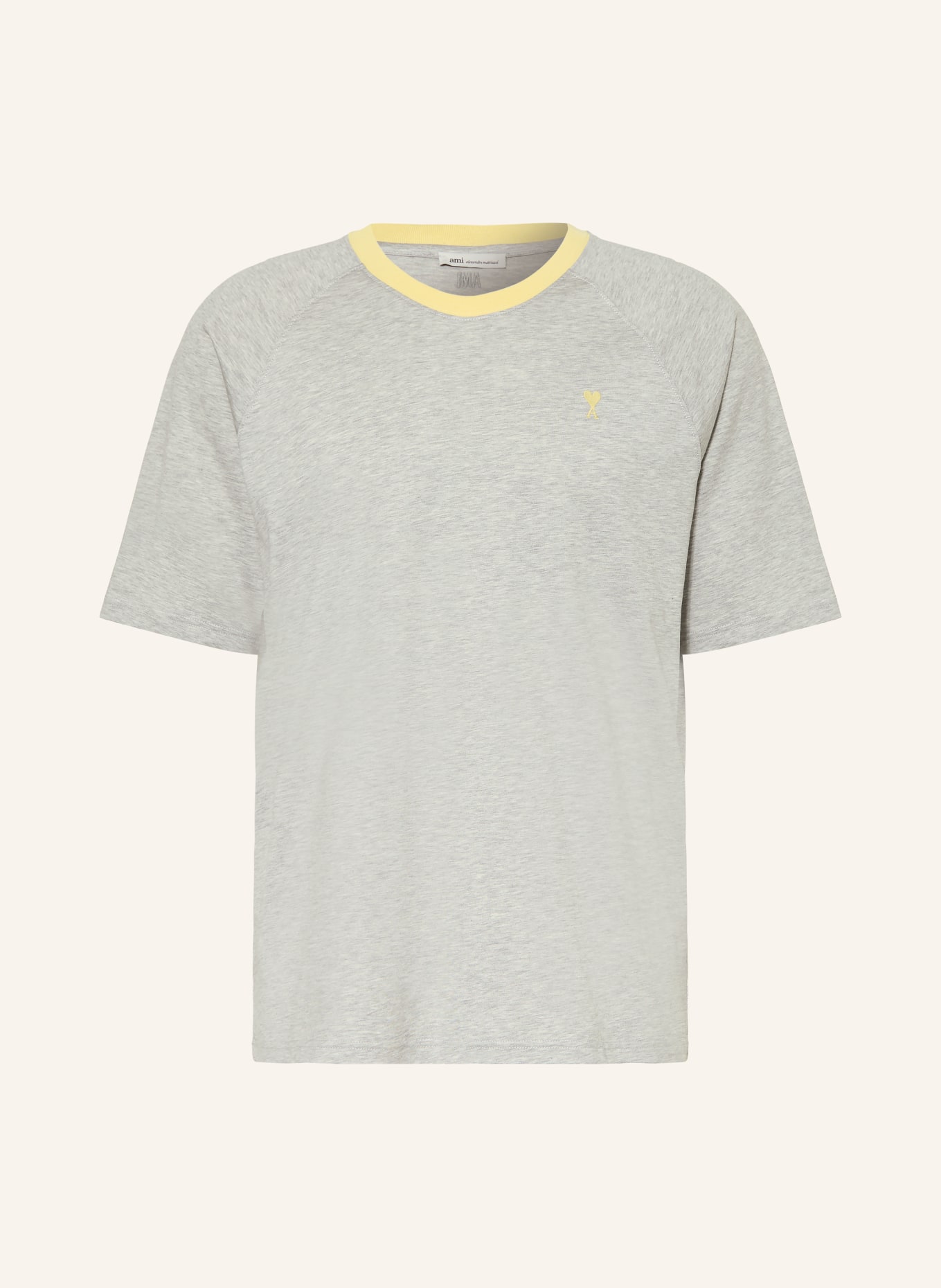 AMI PARIS T-shirt: LIGHT GRAY / LIGHT YELLOW