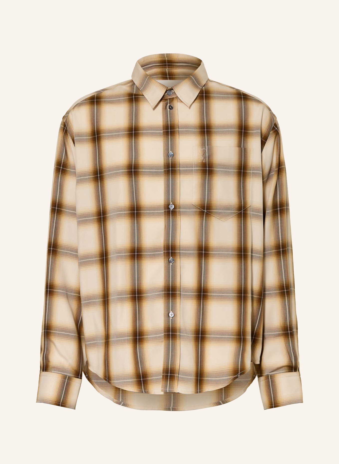 AMI PARIS Hemd Comfort Fit: CREME / BRAUN / WEISS