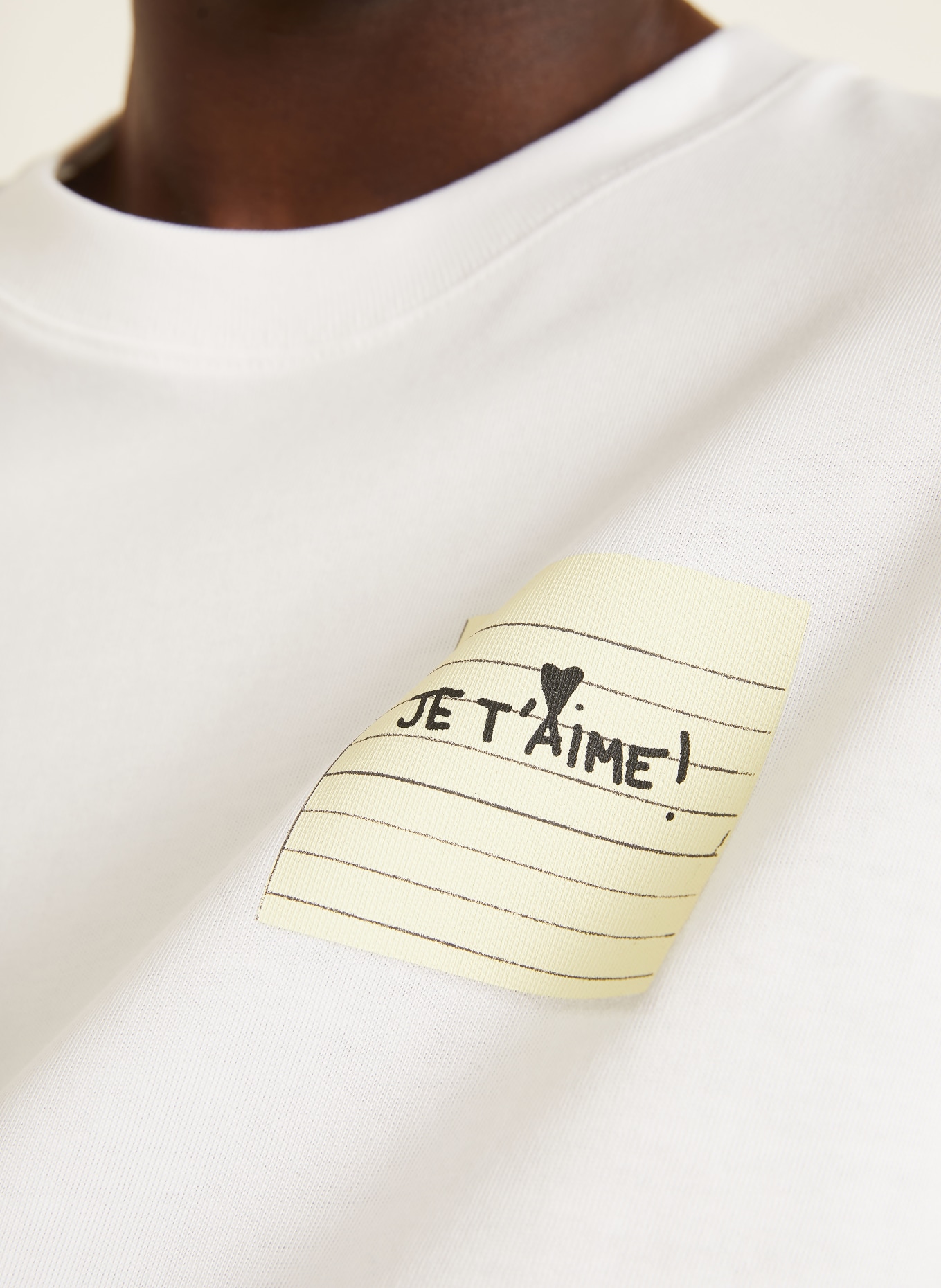 AMI PARIS T-Shirt: WEISS / HELLGELB