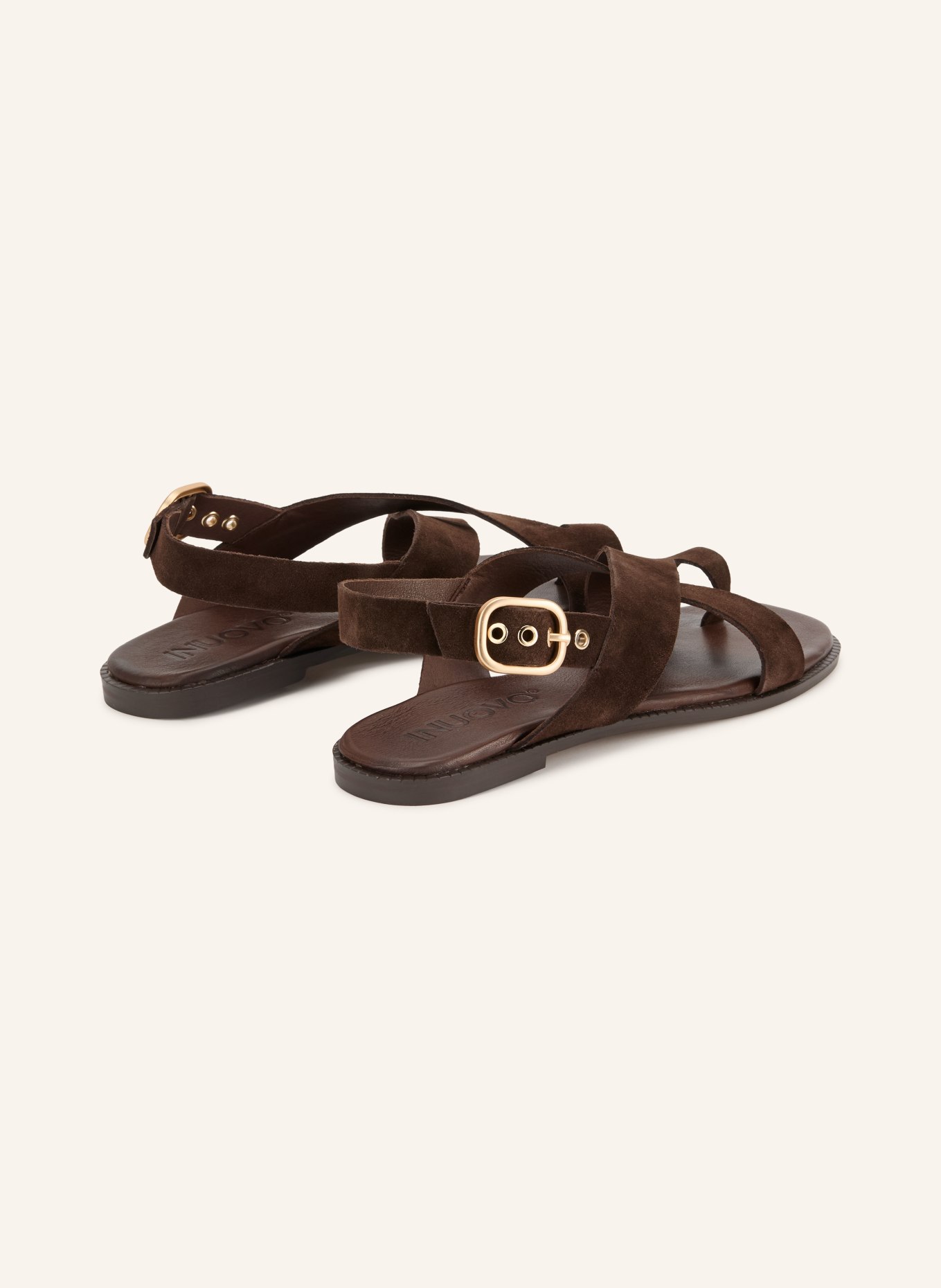 INUOVO Toe-separator sandals: DARK BROWN / GOLD