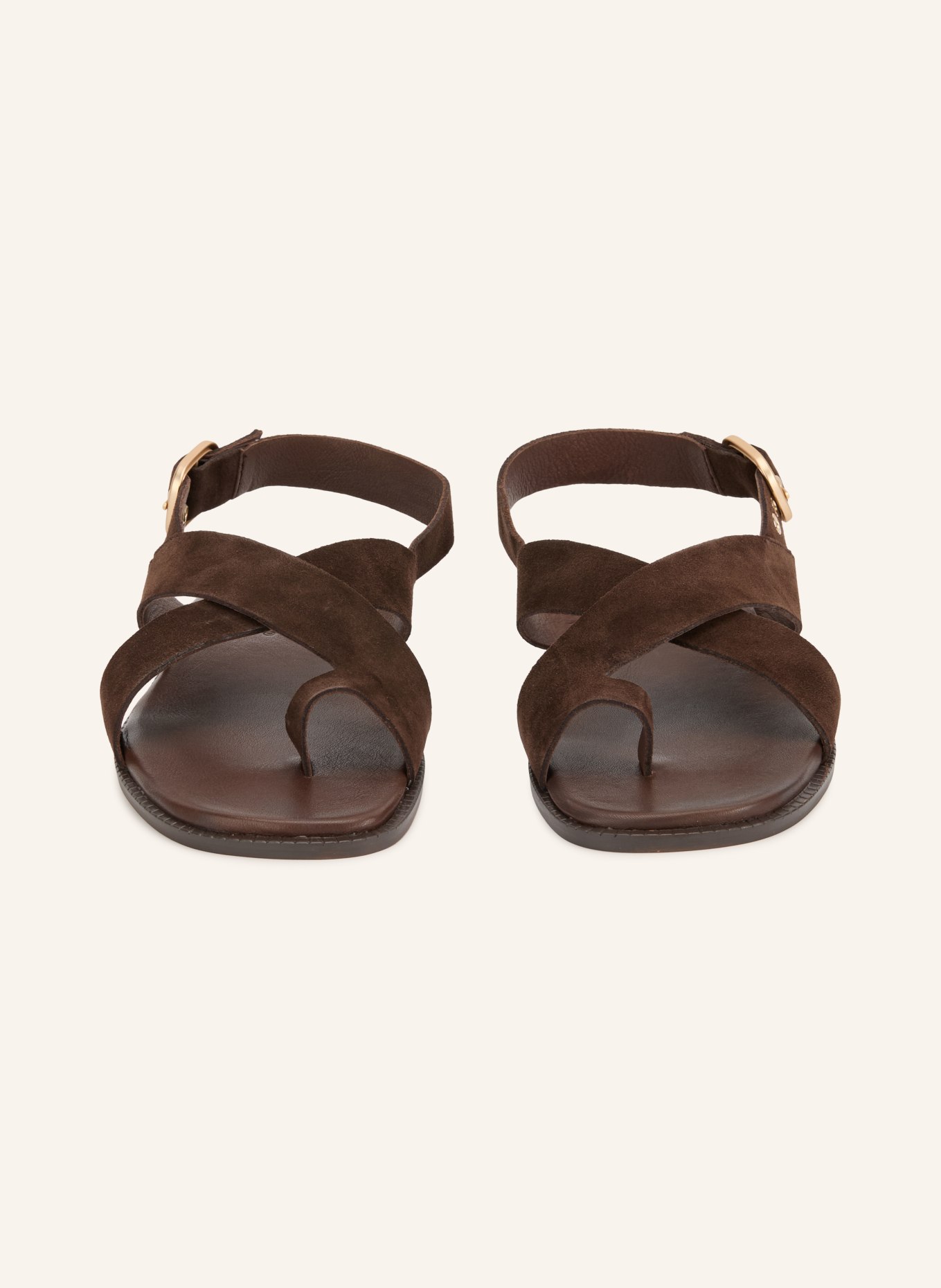 INUOVO Toe-separator sandals: DARK BROWN / GOLD
