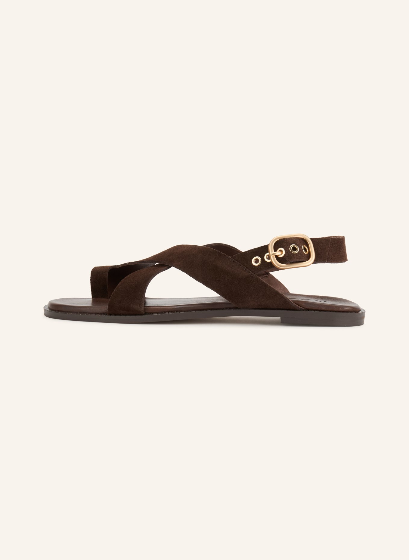 INUOVO Toe-separator sandals: DARK BROWN / GOLD