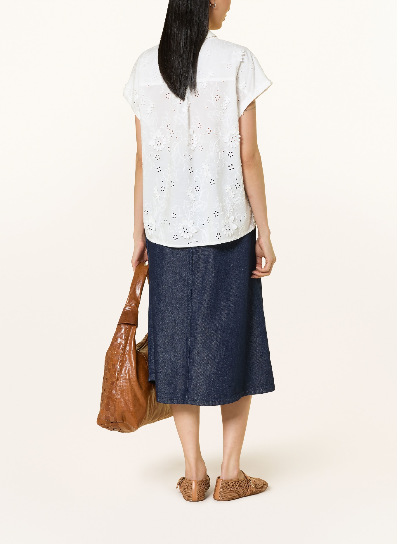 MORE & MORE Blouse made of eyelet lace: WHITE